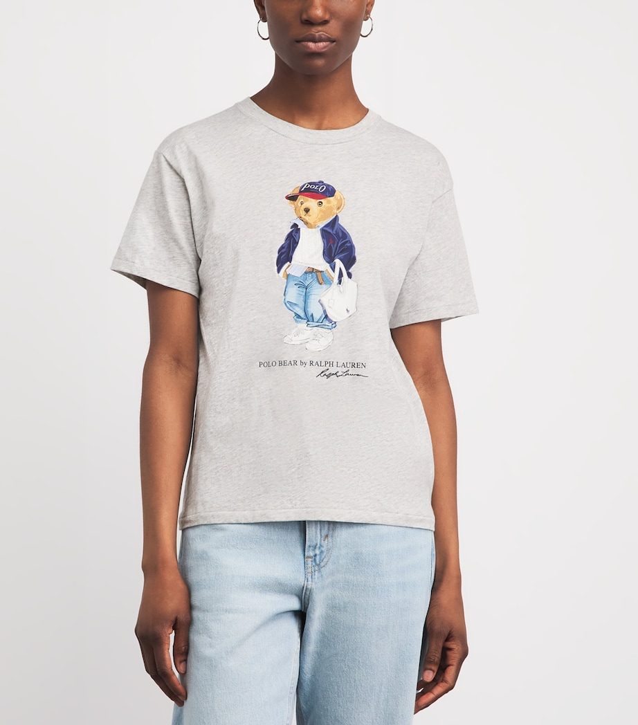 Polo Ralph Lauren Womens Cotton Polo Bear T-Shirt Light Smoke Heather Image 4