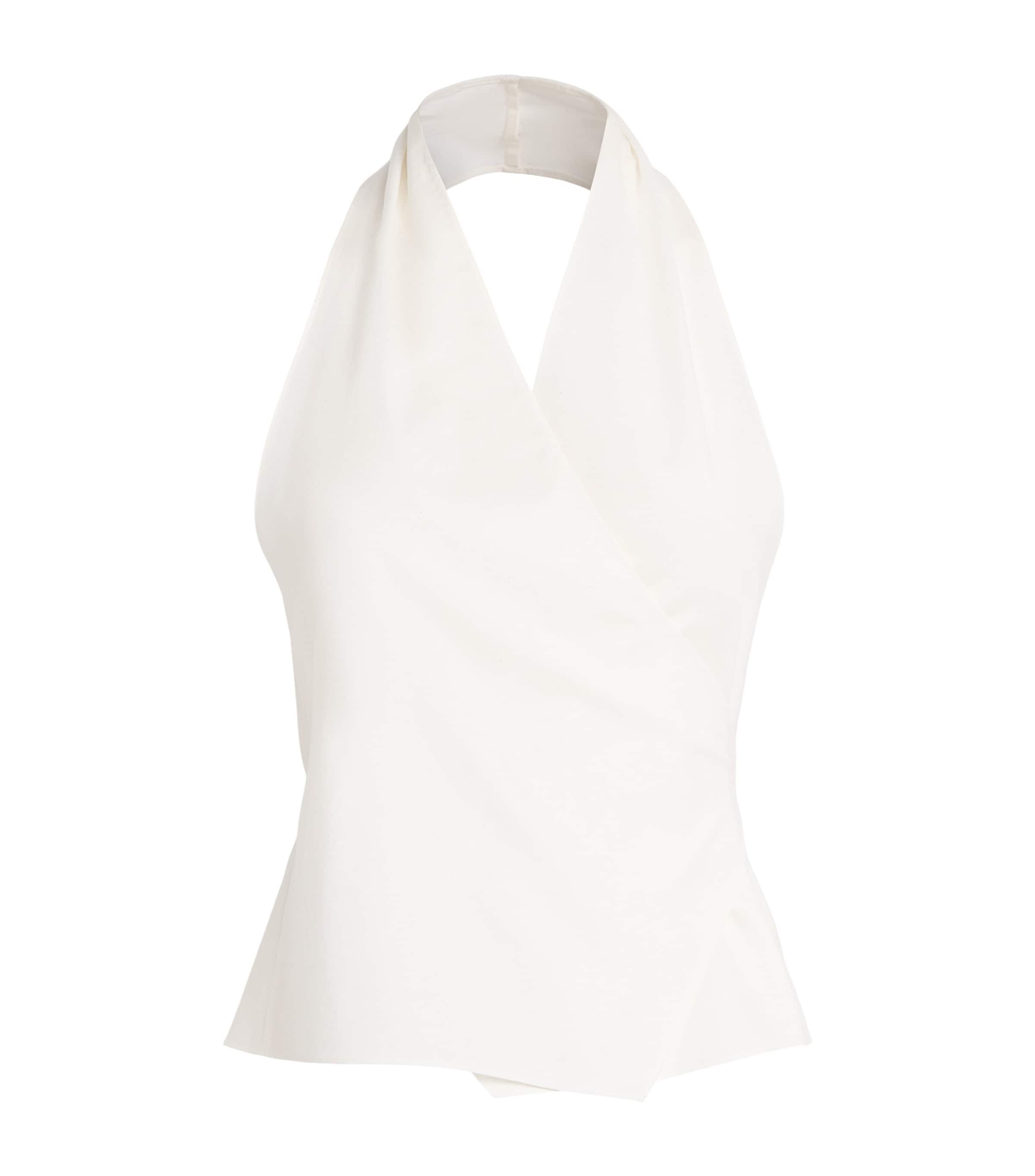 St. Agni Womens Organic Cotton Oxford Wrap Top White Image 1