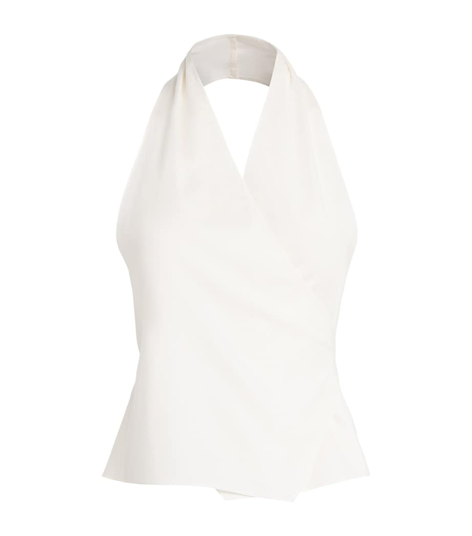 St. Agni Womens Organic Cotton Oxford Wrap Top White Image 1