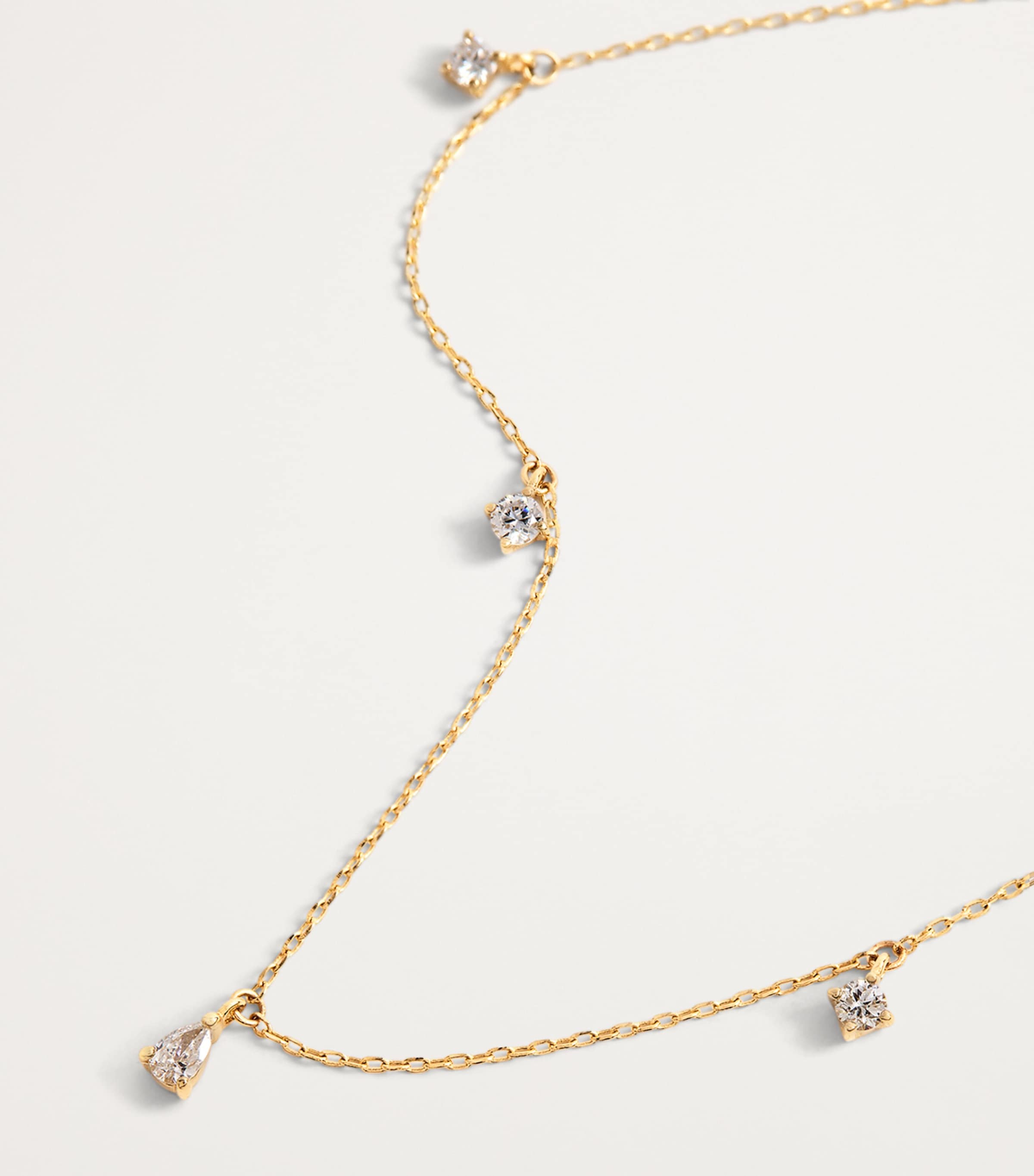 Astrid & Miyu Yellow Gold and Diamond Pear Charm Necklace Gold Image 4