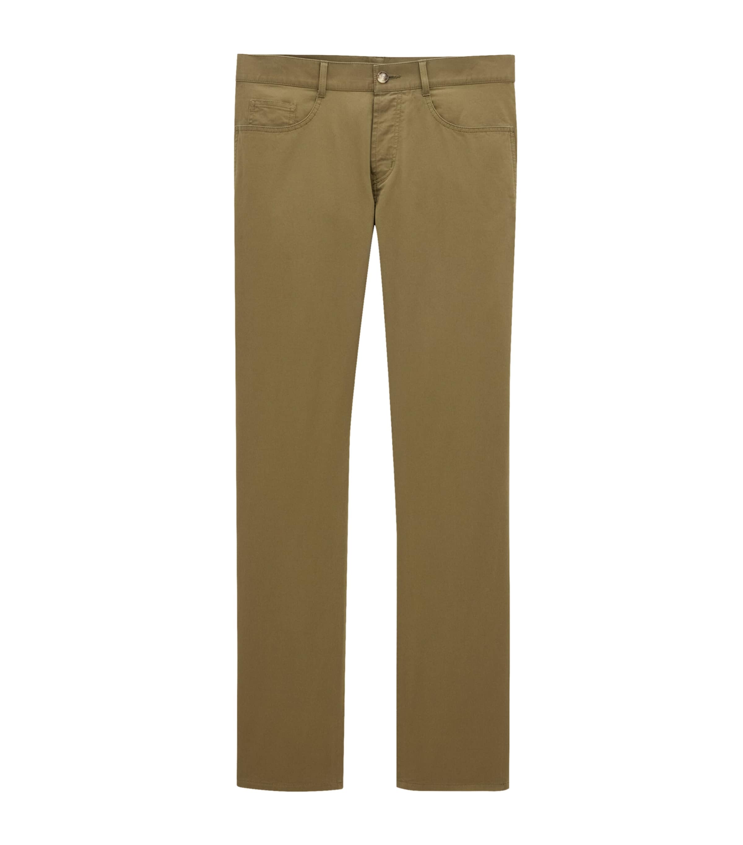 Saint Laurent Cotton Slim Trousers In Green