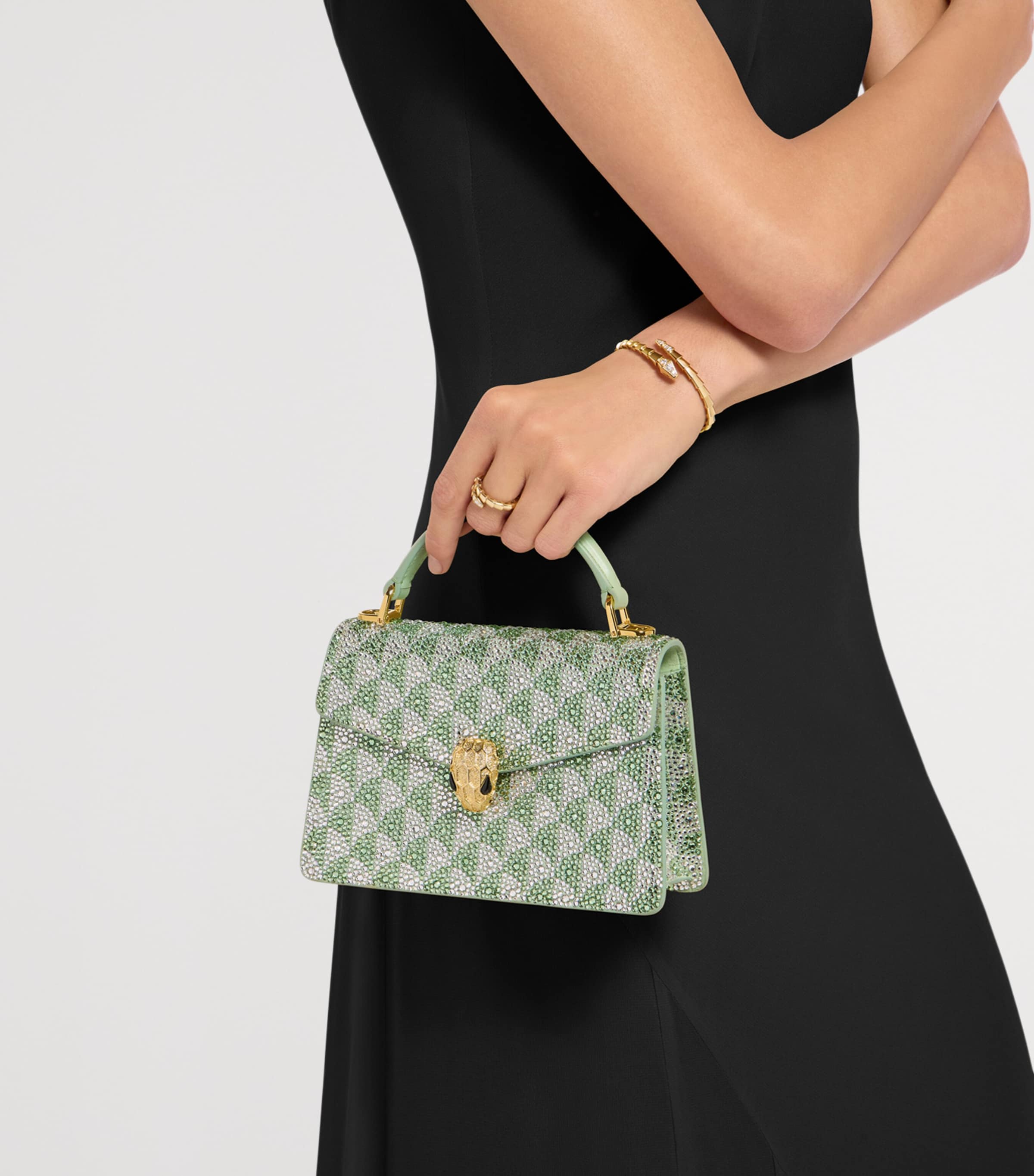 Bvlgari Mini Suede Serpenti Forever Top-Handle Bag Green Medium Image 3