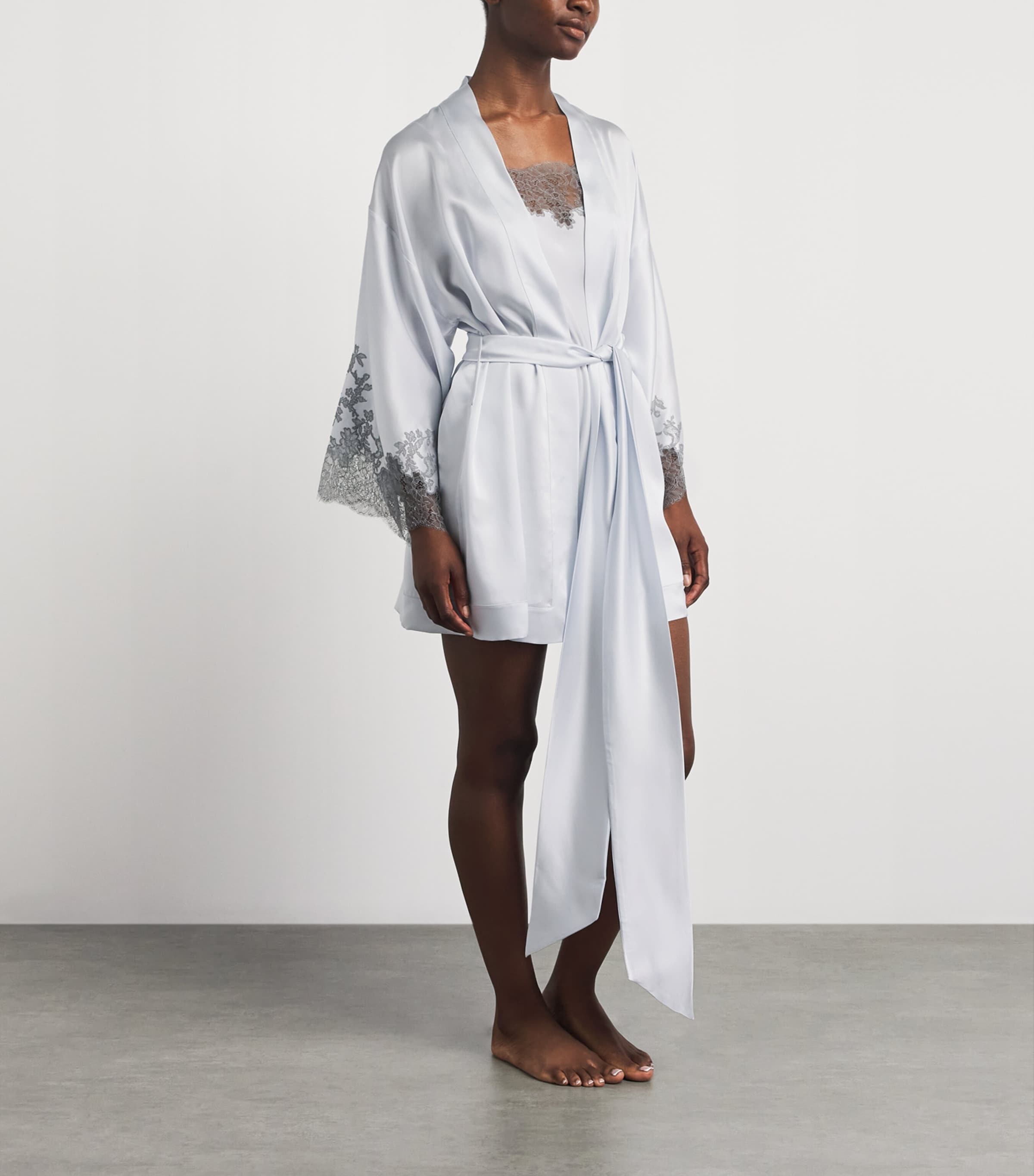 Carine Gilson Womens Short Silk Cérès Robe Silvergrey Image 2