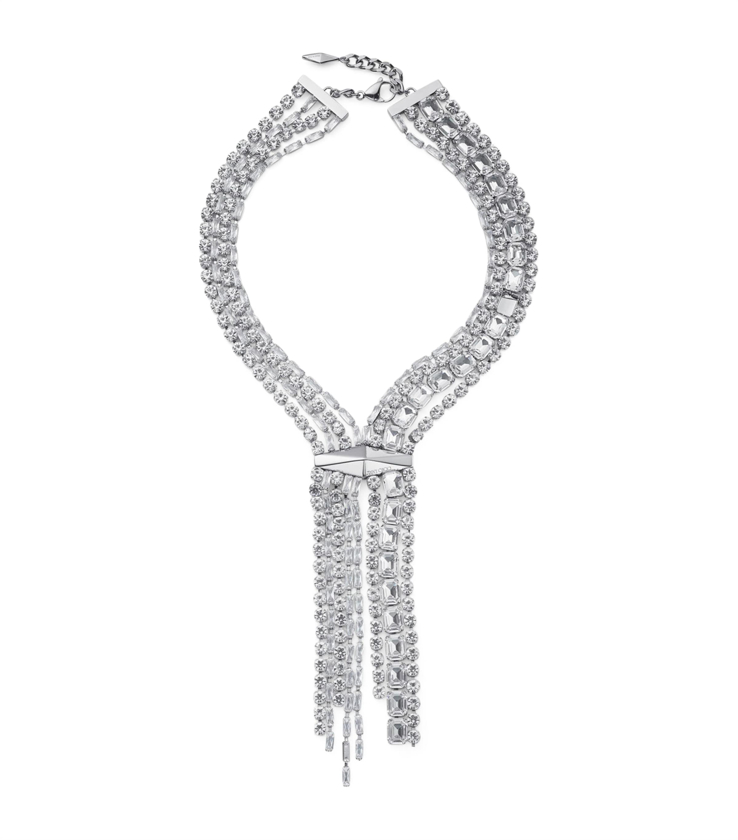 Jimmy Choo Crystal-embellished Zandra Necklace In Silver