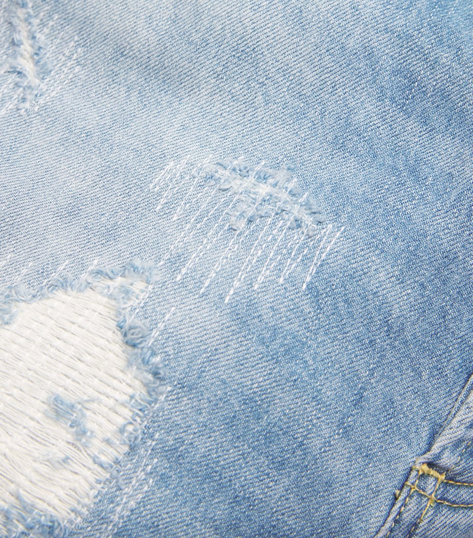 Distressed Straight Jeans 400 BLUE Image 5