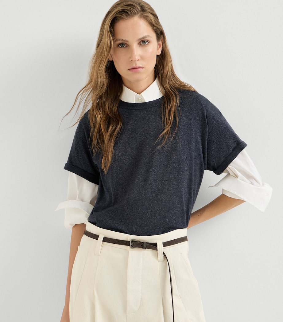 Brunello Cucinelli Womens Cashmere-Silk Blend T-Shirt Image 4