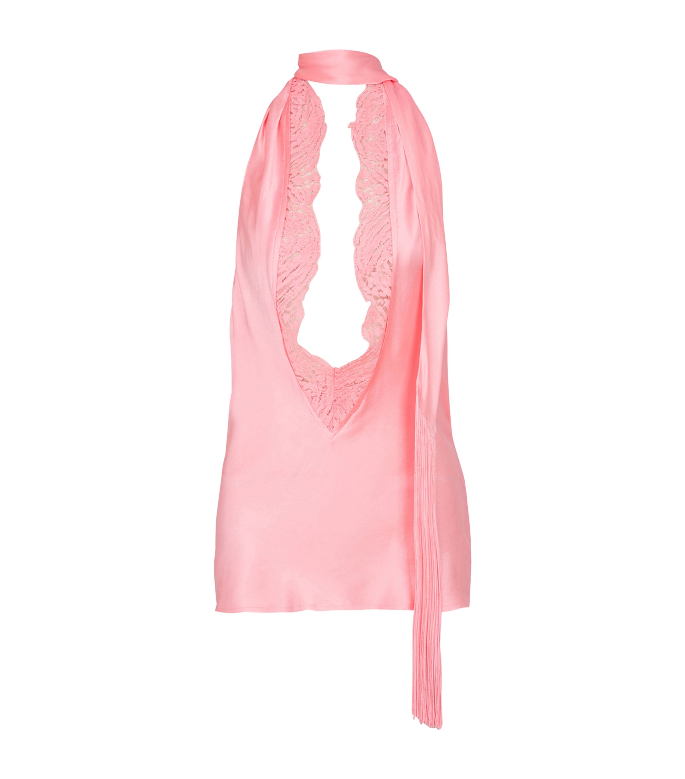 Balmain Silk Halterneck Top In Pink