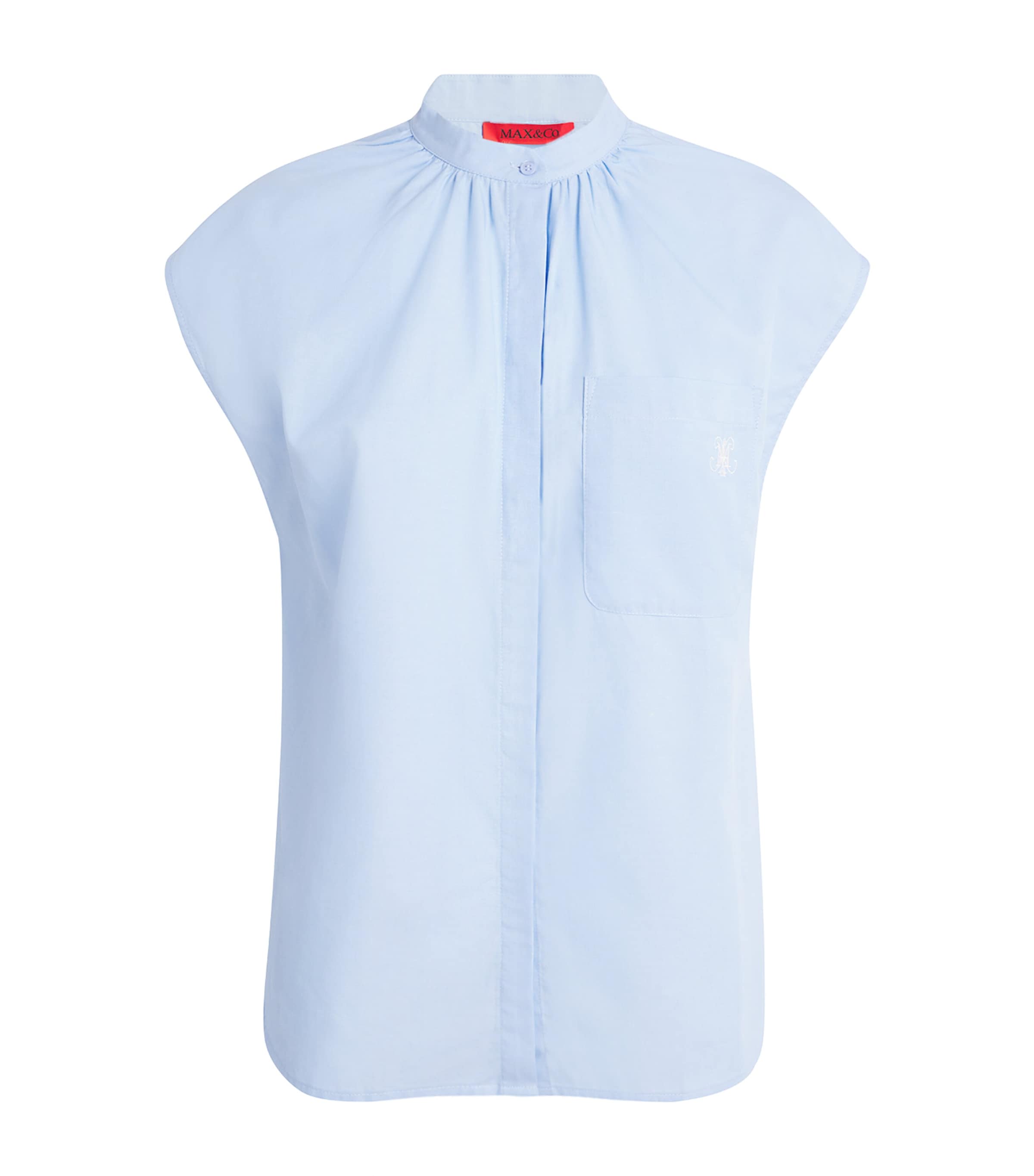 Sleeveless Embroidered Shirt LIGHT BLUE Image 1