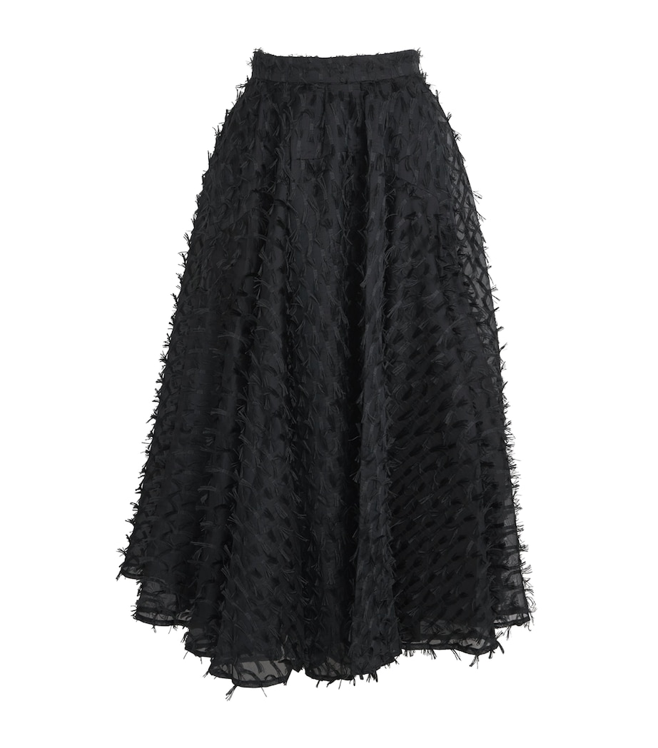 Organza Gentle Collide Midi Skirt BLACK ORGANZA FRINGE Image 1