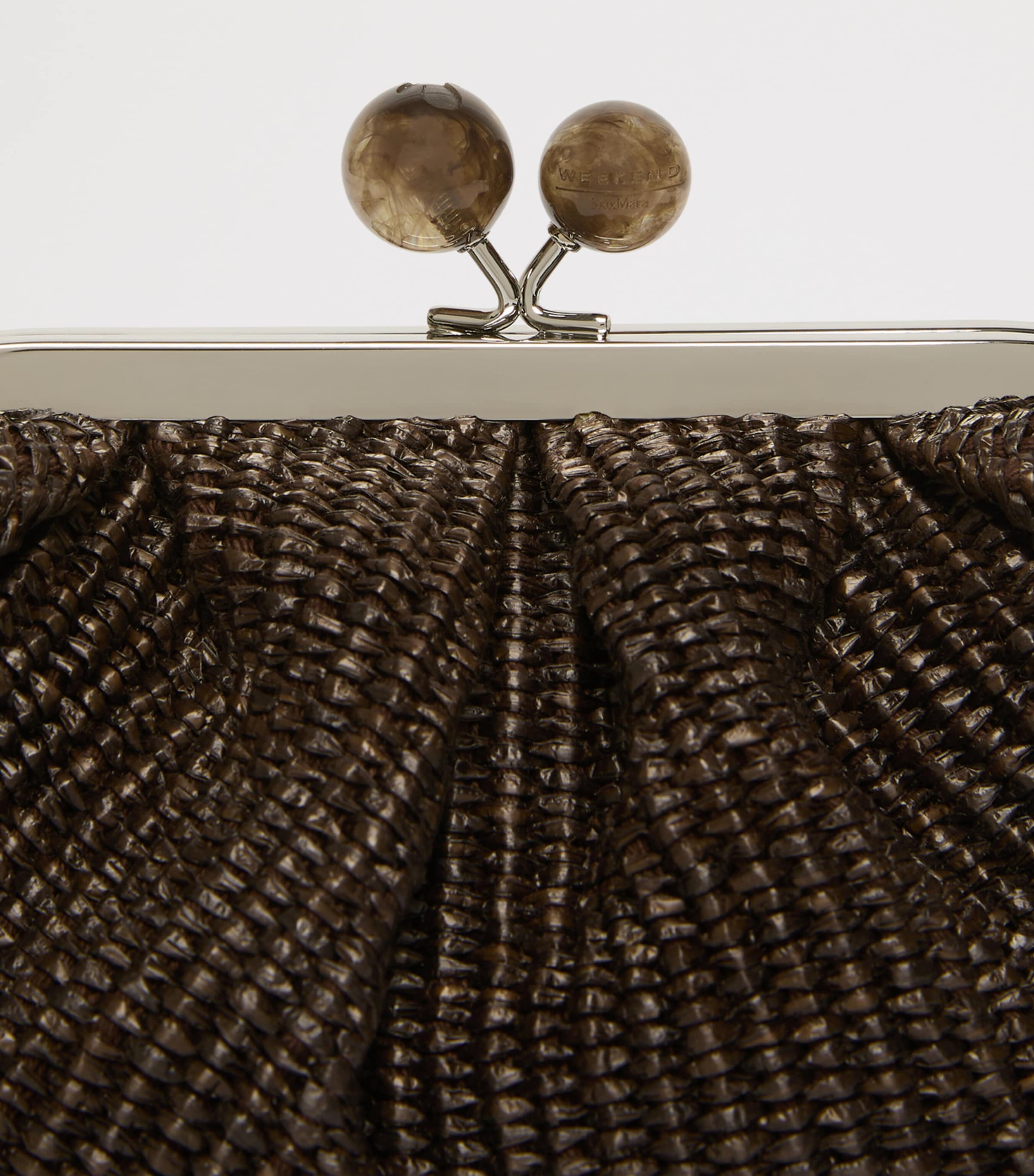 Weekend Max Mara Small Woven Pasticcino Clutch Bag Dark Brown Image 6