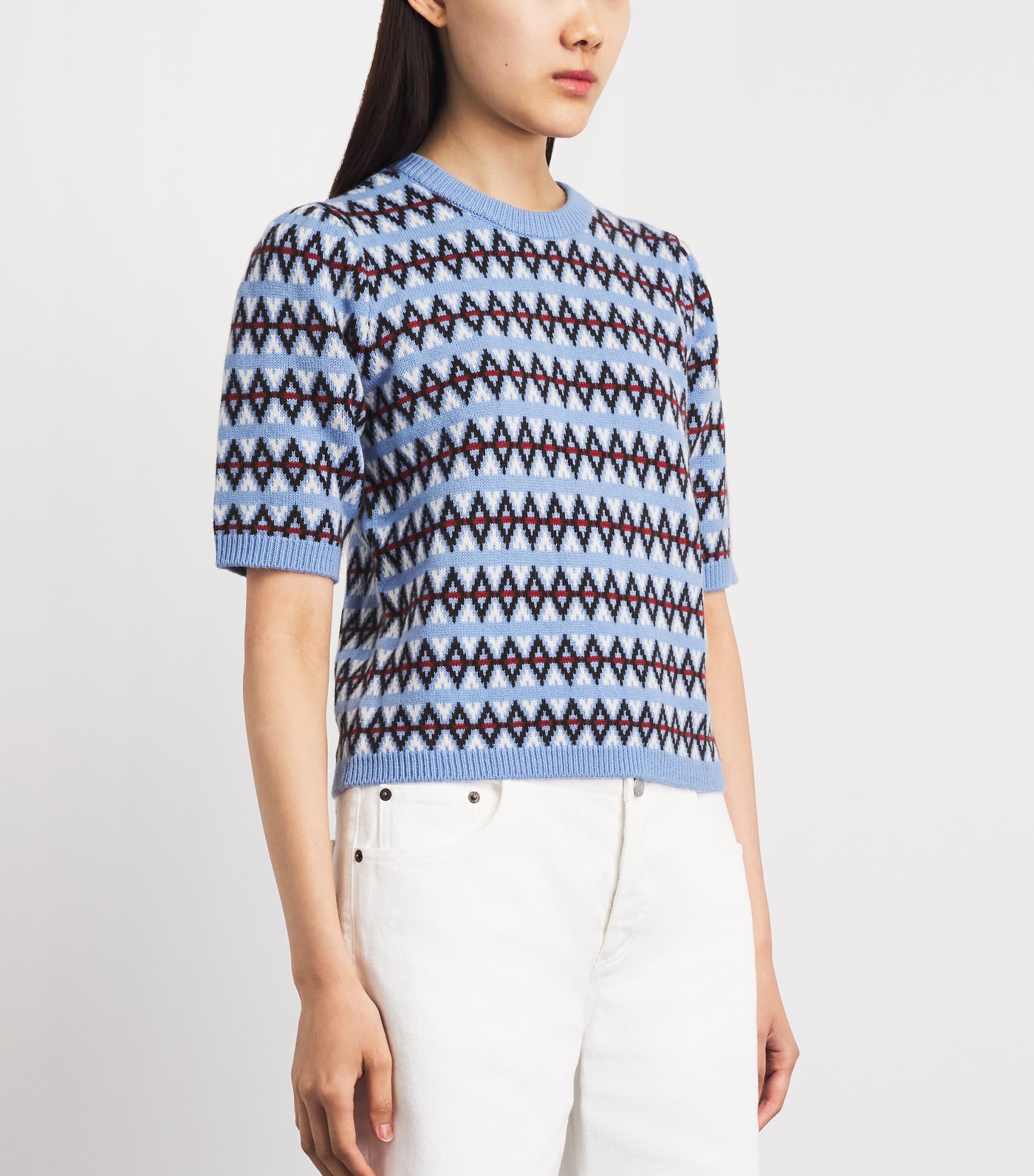 FRAME Womens Cashmere Fair Isle Sweater Eriwinkle Fairisle Image 4