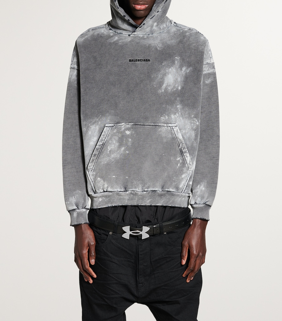 Cotton Distressed Logo Hoodie 8499 Image 3