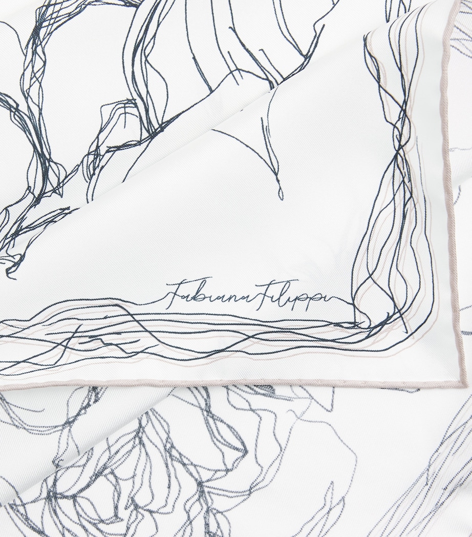 Fabiana Filippi Silk Twill Printed Scarf Bianco/blu/cacha Image 4