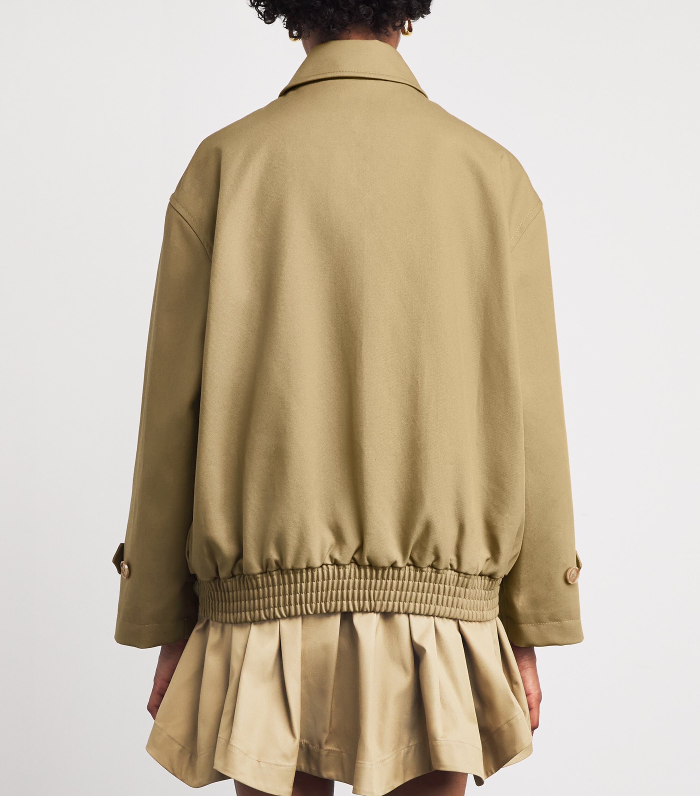 Cotton Oversized Short Trench Coat BEIGE Image 4