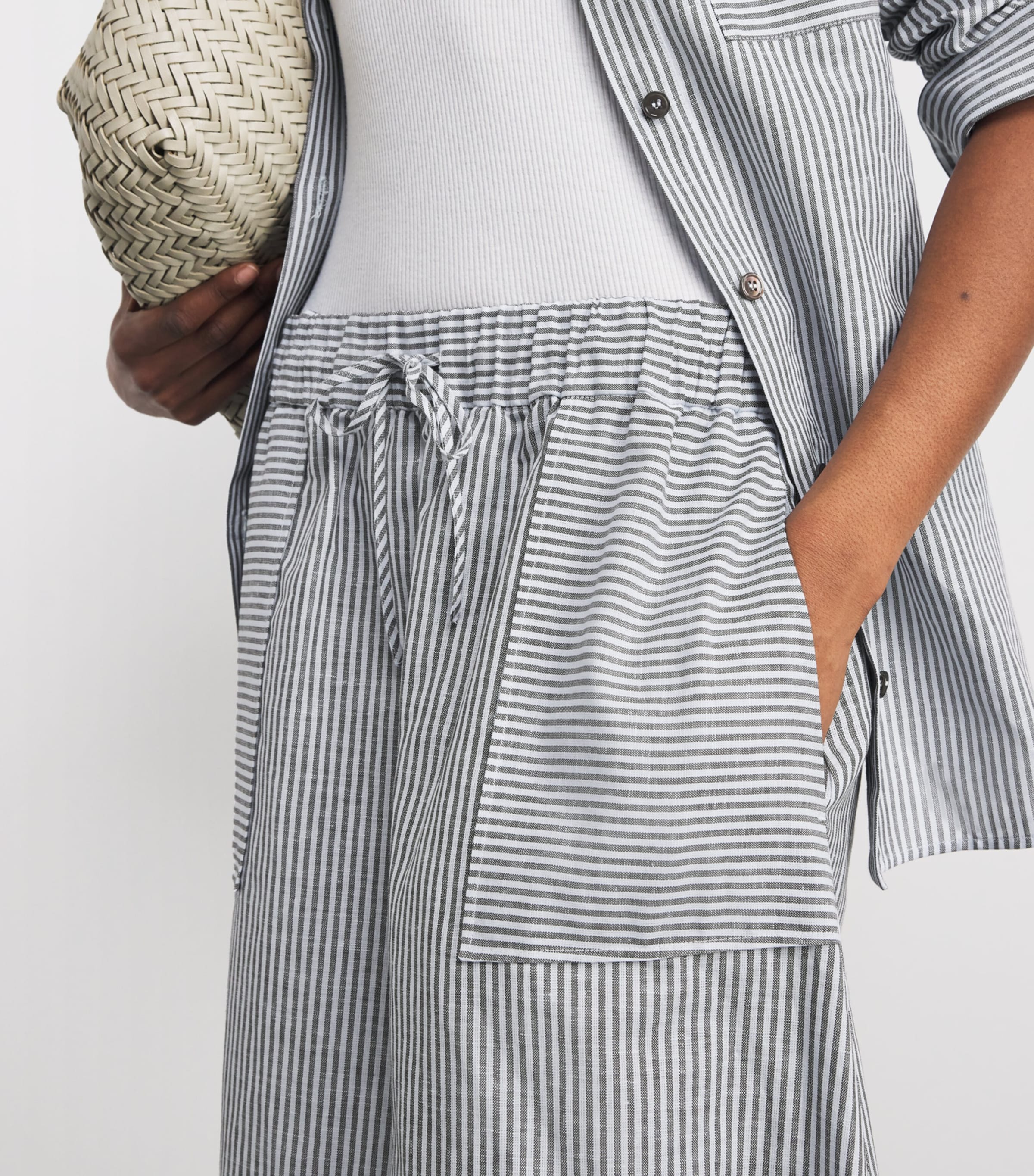 Striped Maxi Skirt 002 SKY BLUE Image 3