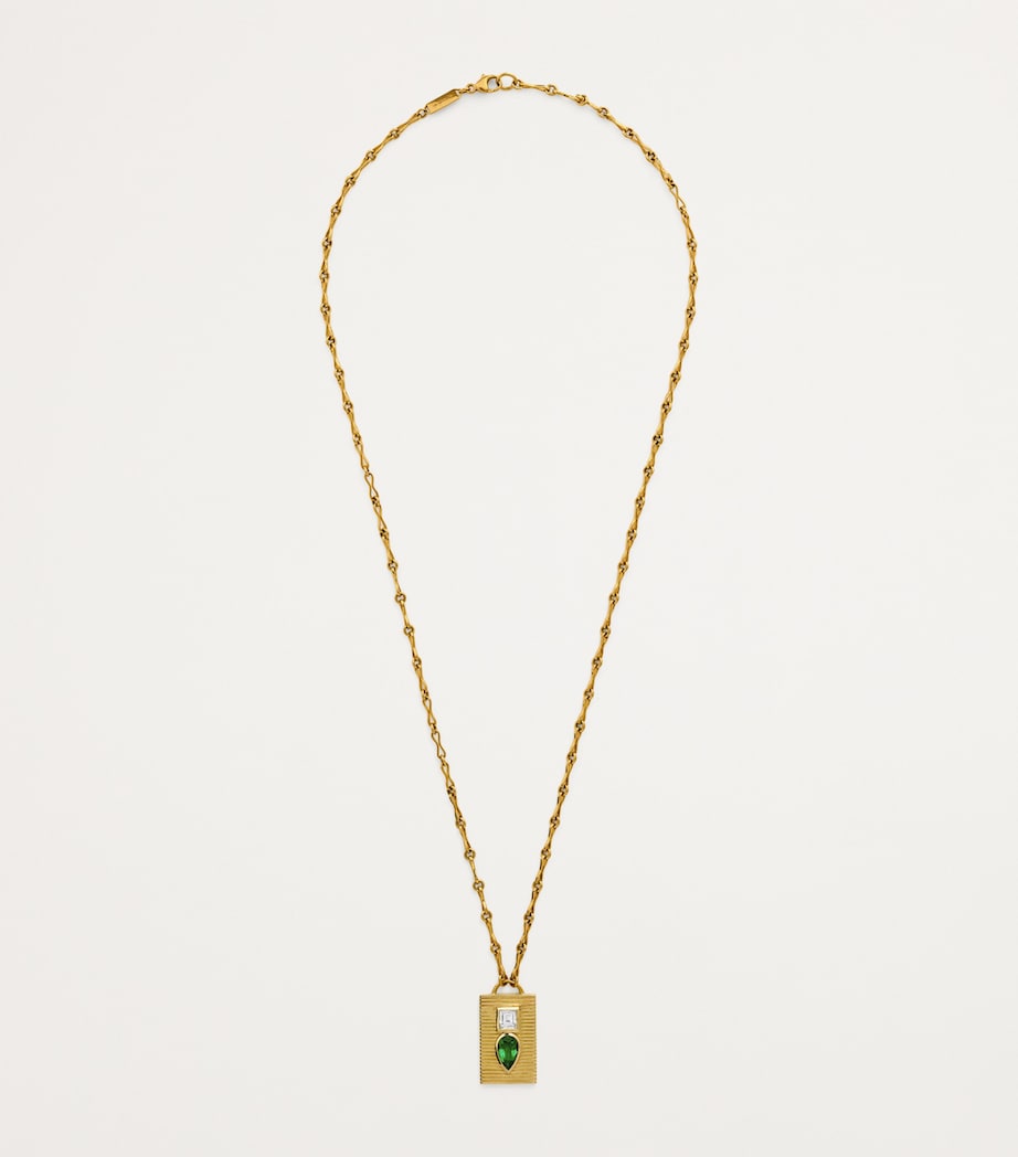 Yellow Gold, Diamond and Emerald Duet Necklace YELLOW GOLD Image 3