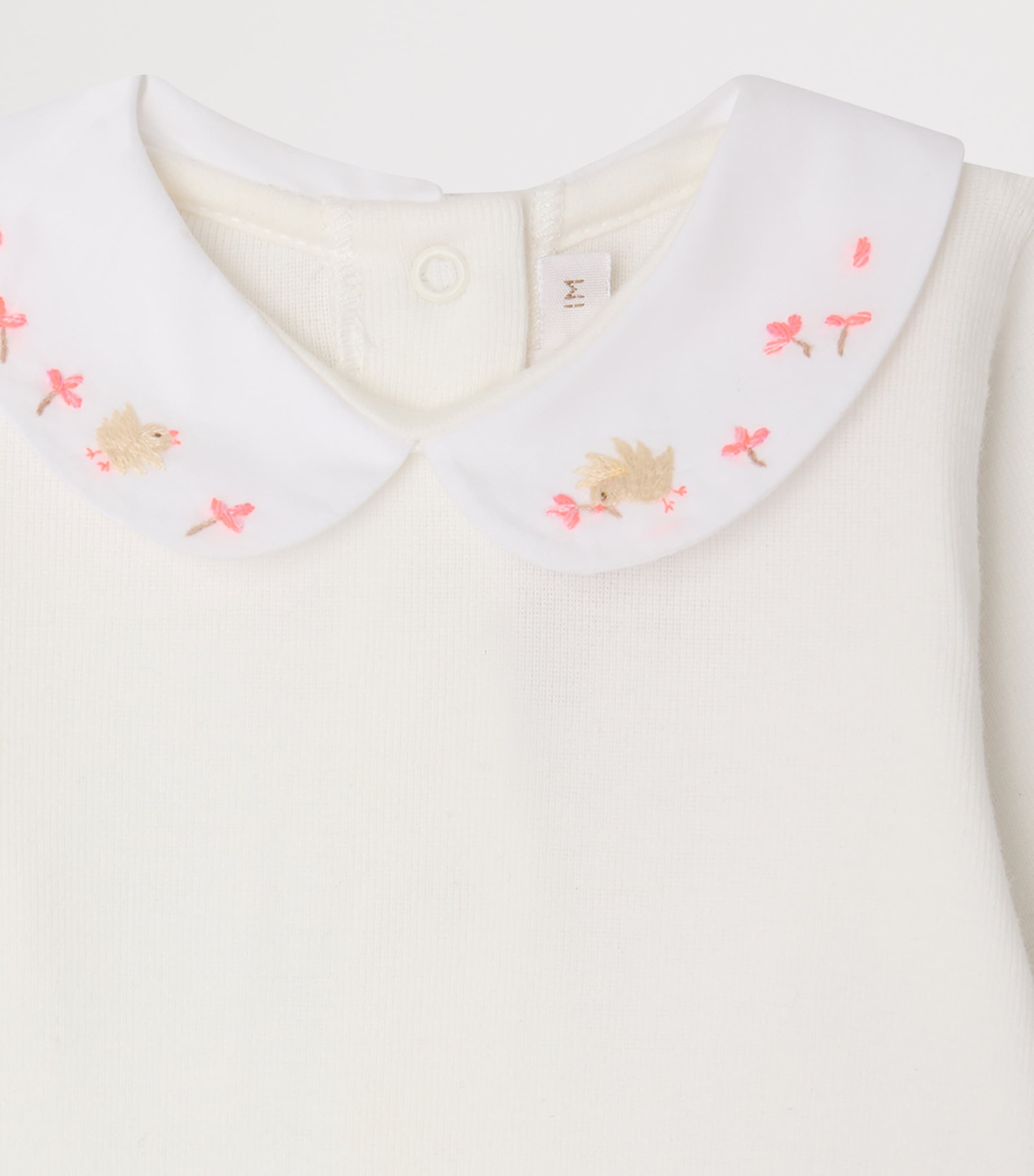Bonpoint Organic Cotton Embroidered Cygne Bodysuit (1-18 Months) Blanc Lait Image 3