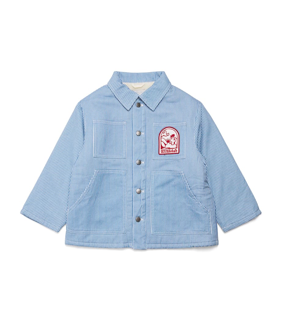 Stella McCartney Kids Cotton Stripe Sherpa Jacket (3-14 Years) Blu Image 1