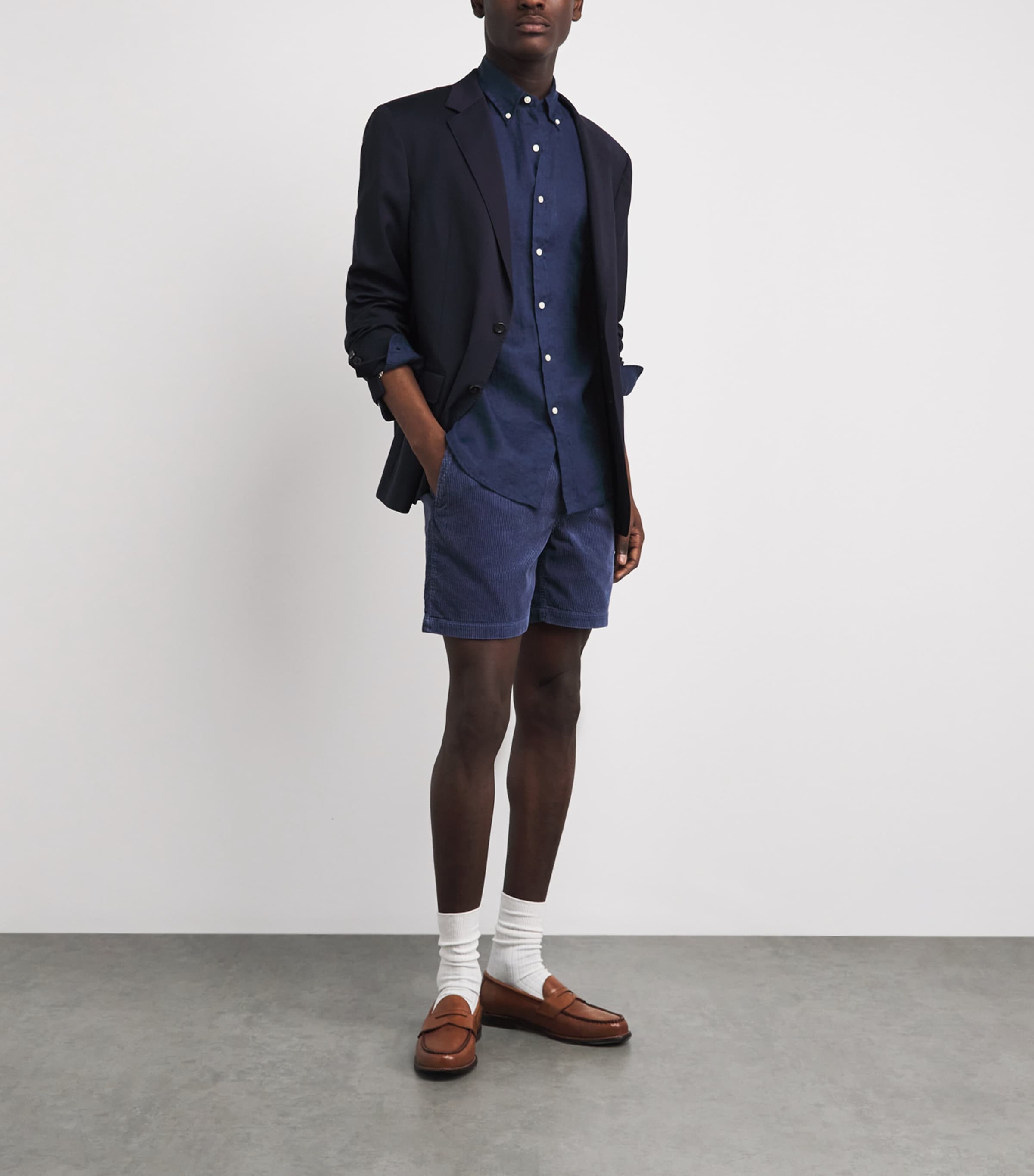 Polo Ralph Lauren Mens Linen Custom-Fit Shirt Nwprt Nvy W/ Whte Pp Image 2