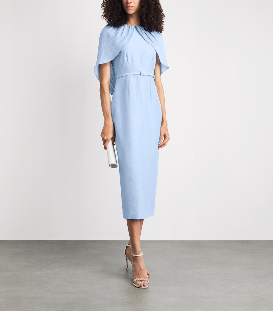Roland Mouret Womens Cape-Detail Midi Dress Blue Image 2