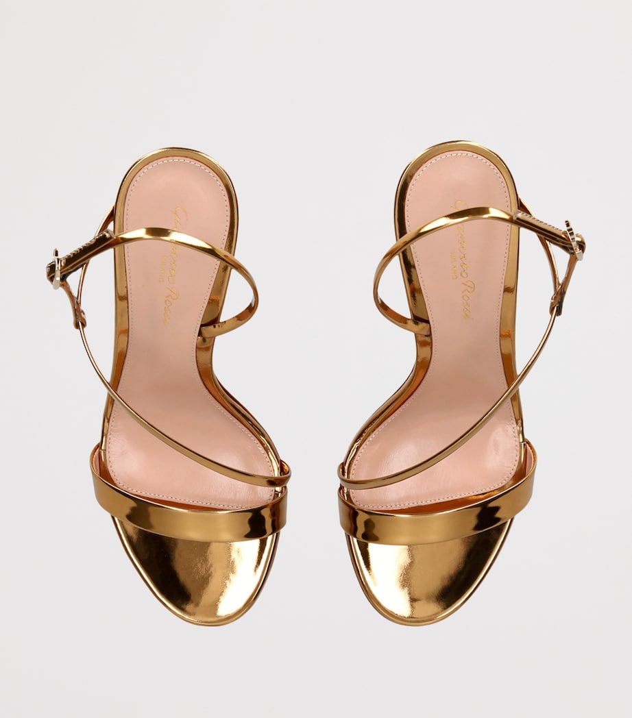 Gianvito Rossi Metallic Leather Manhattan Heeled Sandals 95 Gold Image 3