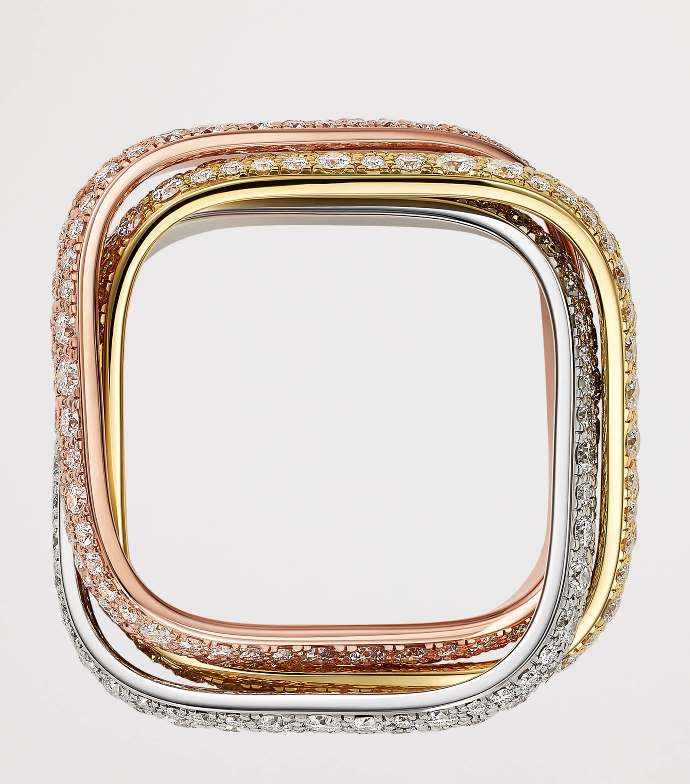 Mixed Gold and Diamond Classic Trinity Cushion Ring YLLW/ROSE/WHITE GOLD Image 2