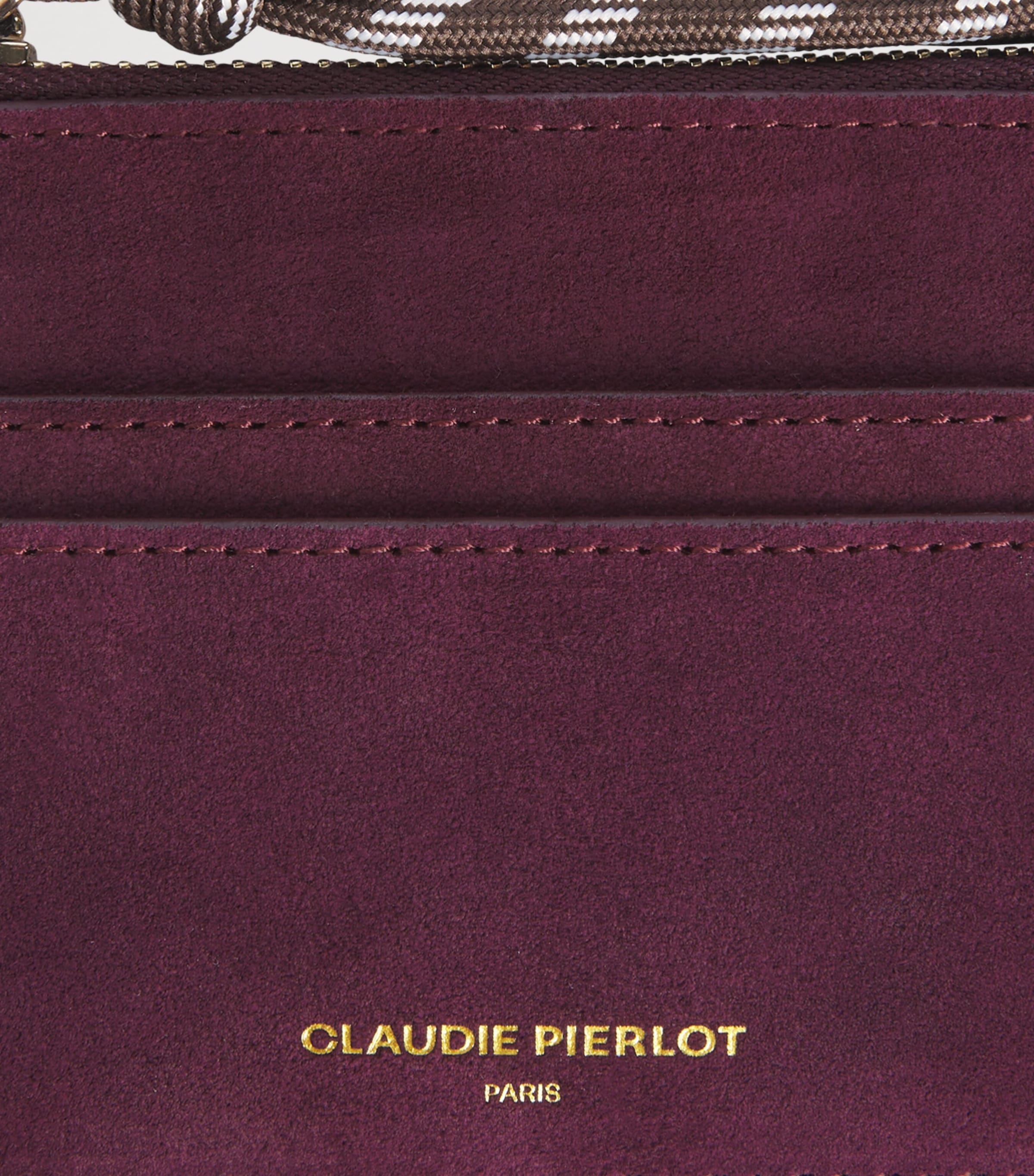 Claudie Pierlot Suede Card Holder Burgundy Image 3