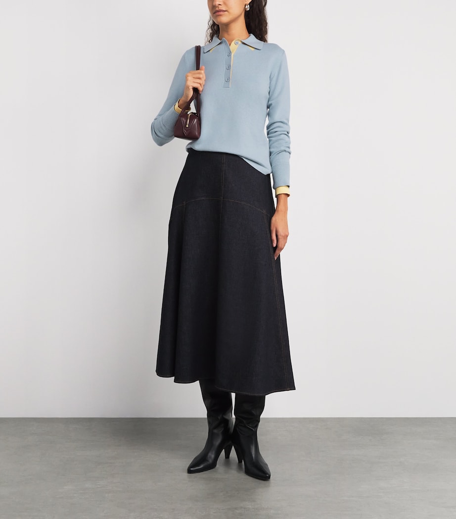 Cotton-Cashmere Polo Sweater LIGHT BLUE Image 2