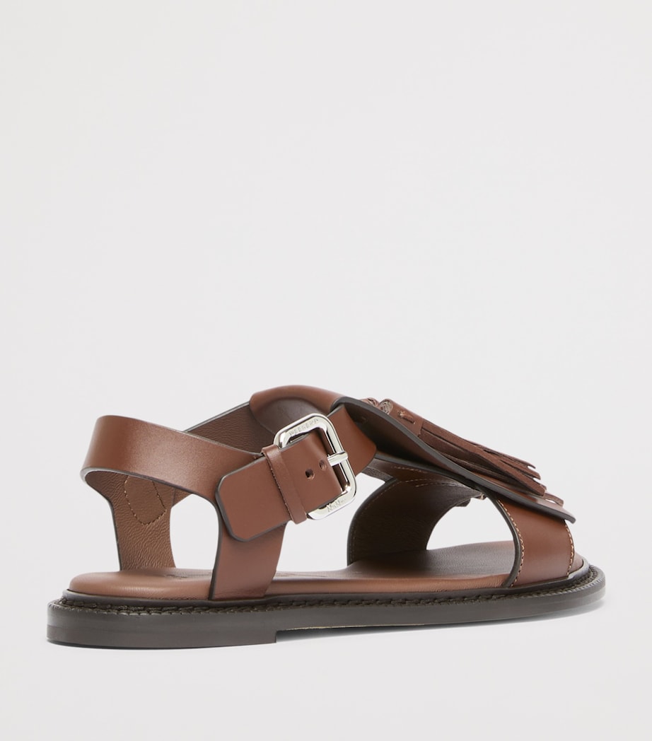 Leather Tassel Sandals BROWN Image 2