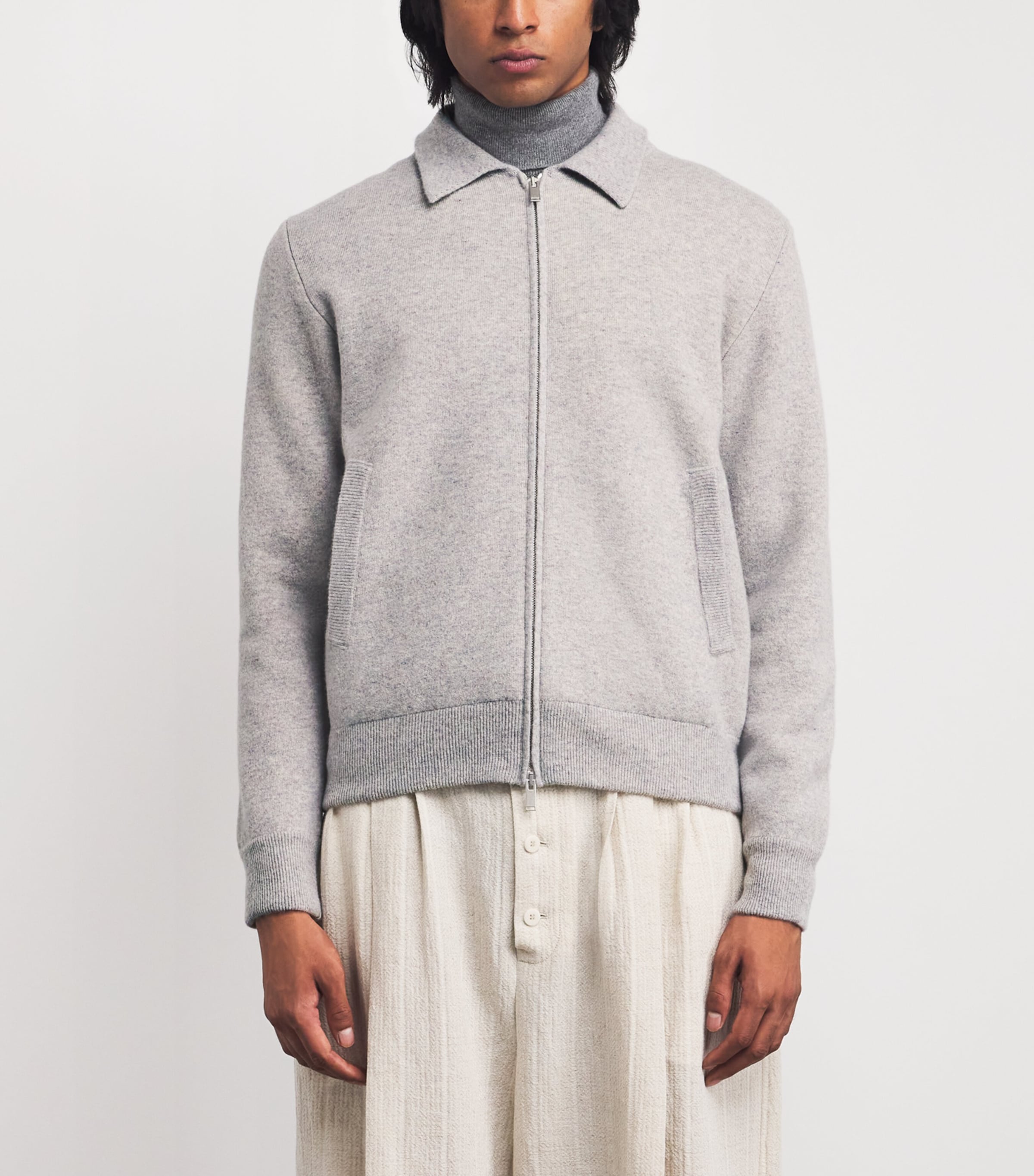 Wool-Blend Knitted Bomber Jacket 915BC Image 3