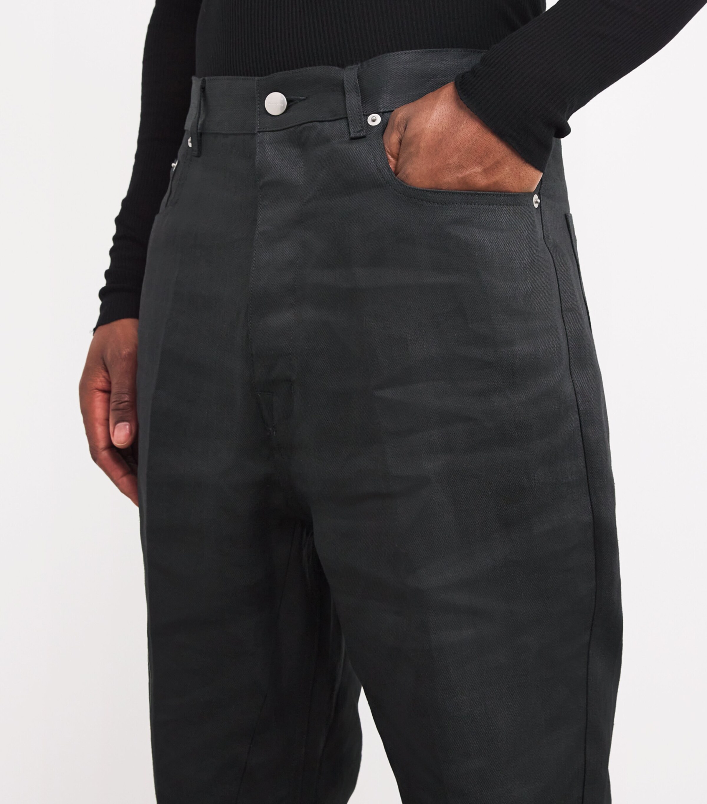 Linen Bolan Cargo Trousers 09/BLACK Image 6
