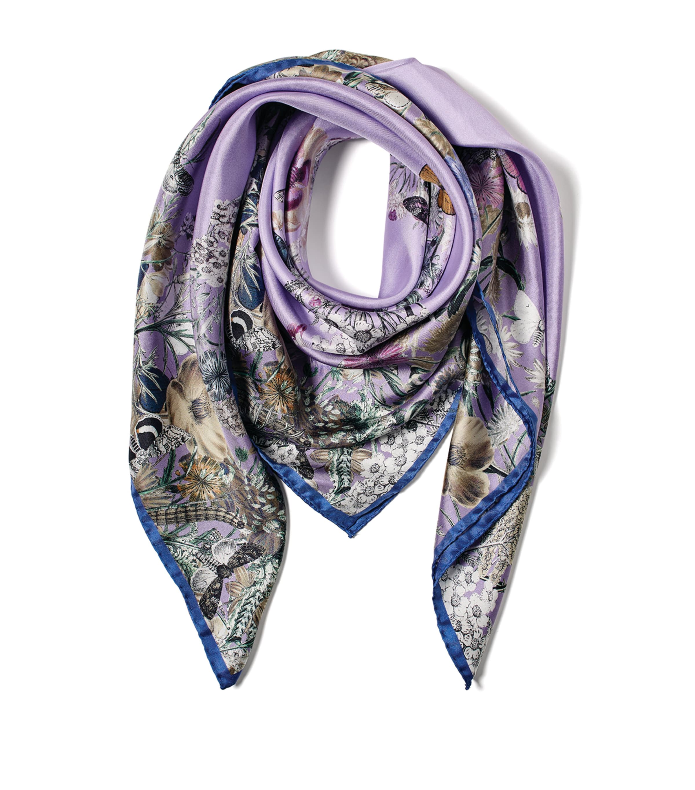 Silk Floral Print Scarf LAVENDER Image 3