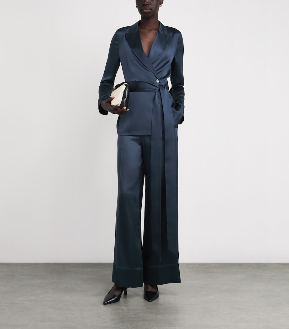 Silk Satin Archer Jacket INDIGO Image 2