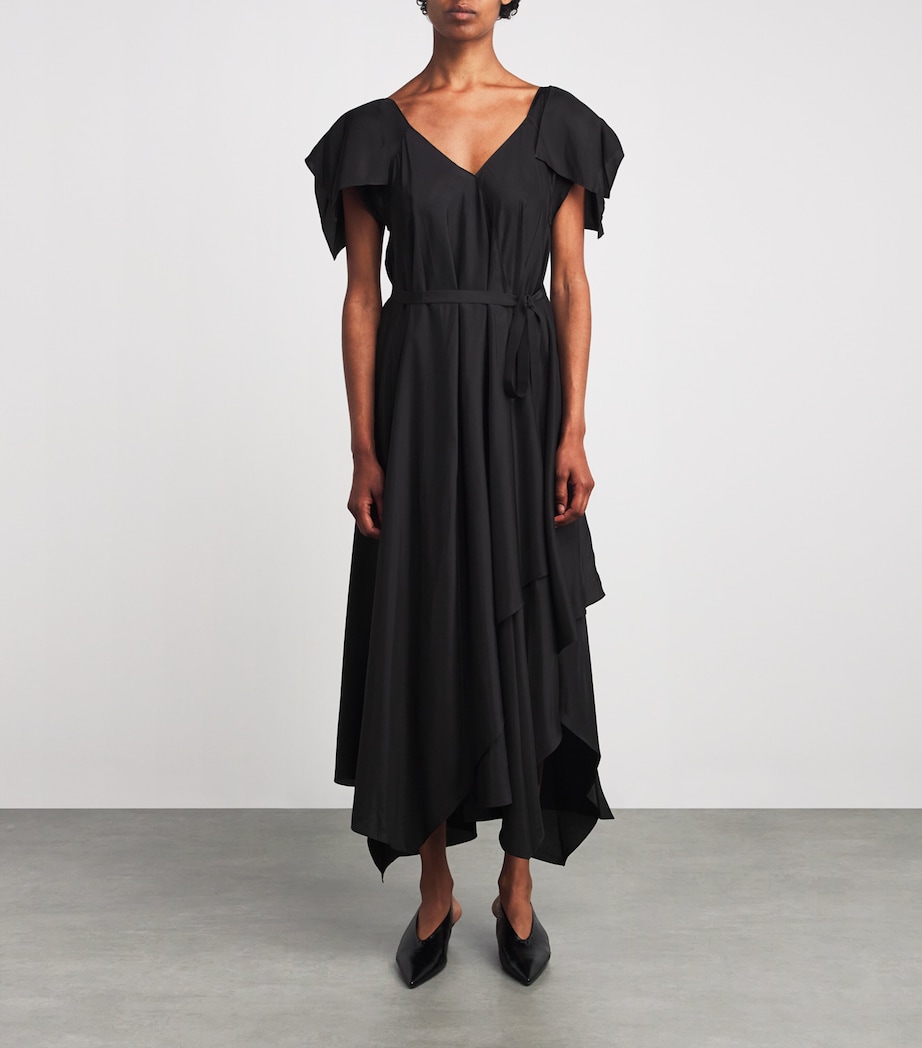 Silk Plumet Maxi Dress BLACK Image 3