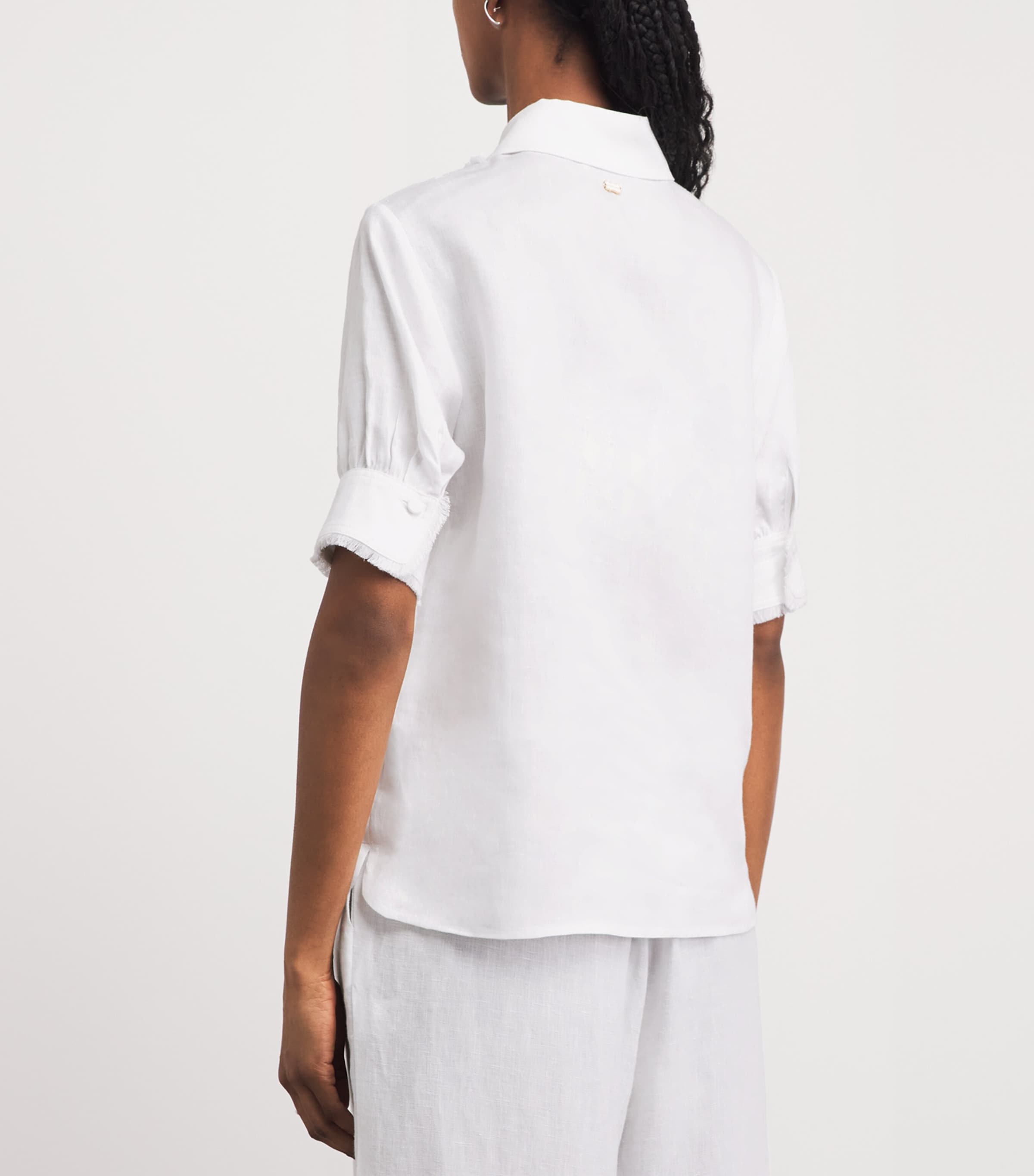 Agnona Womens Linen Short-Sleeve Shirt White Image 5