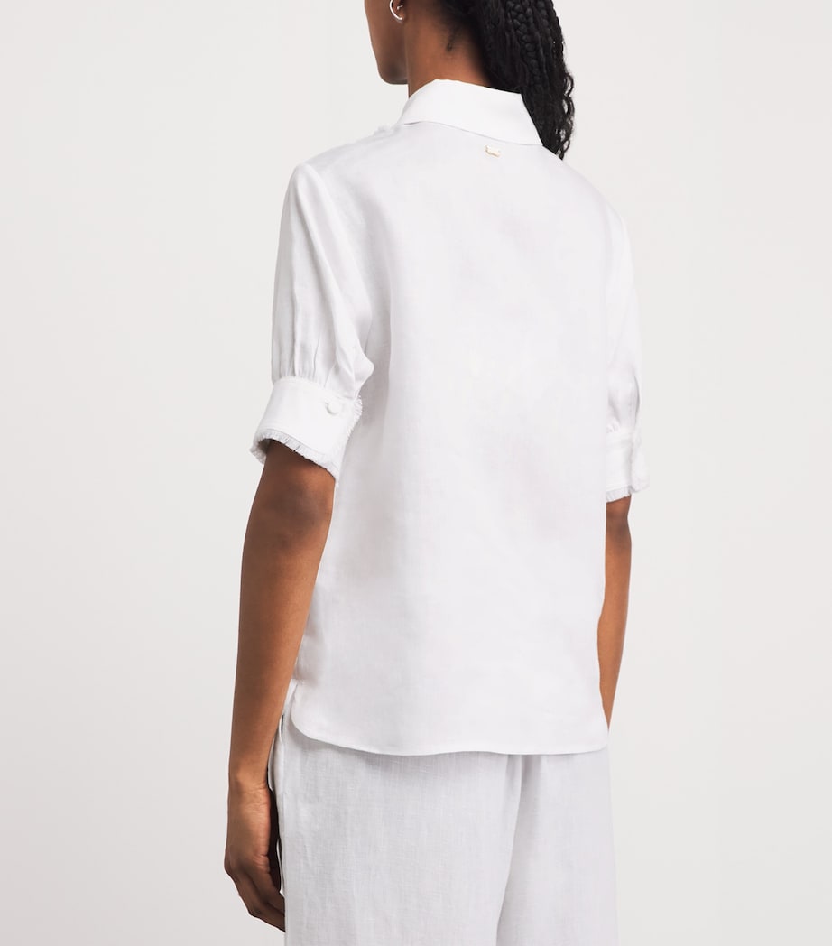 Agnona Womens Linen Short-Sleeve Shirt White Image 5