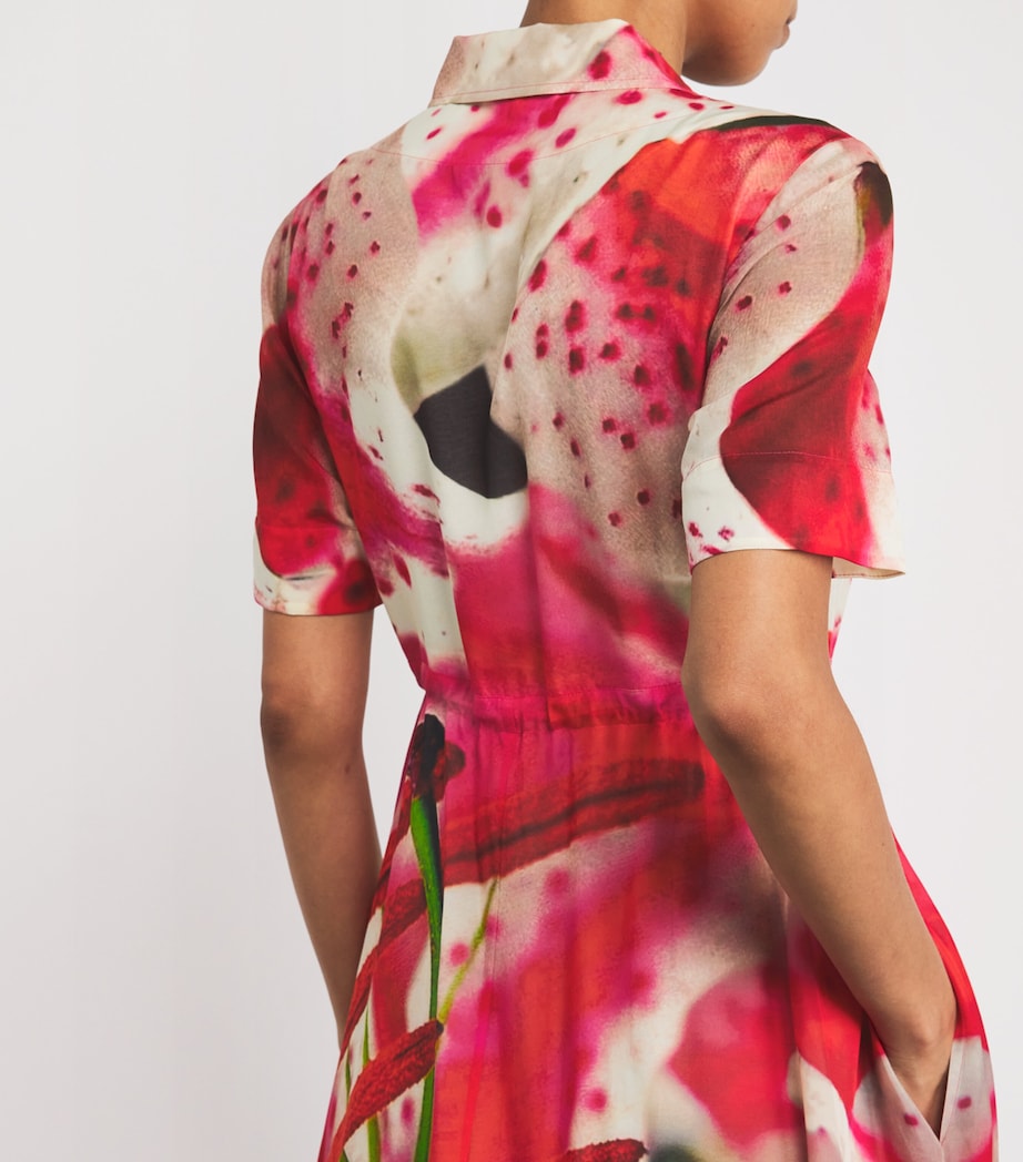 Silk-Cotton Lily Print Midi Dress PINK LILY Image 6