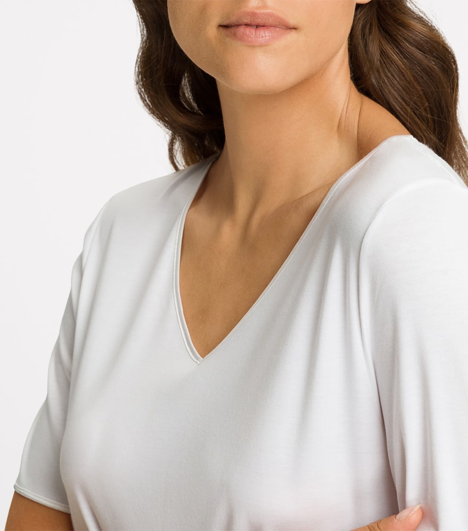 Short-Sleeve Cotton Silk Nightdress WHITE Image 6