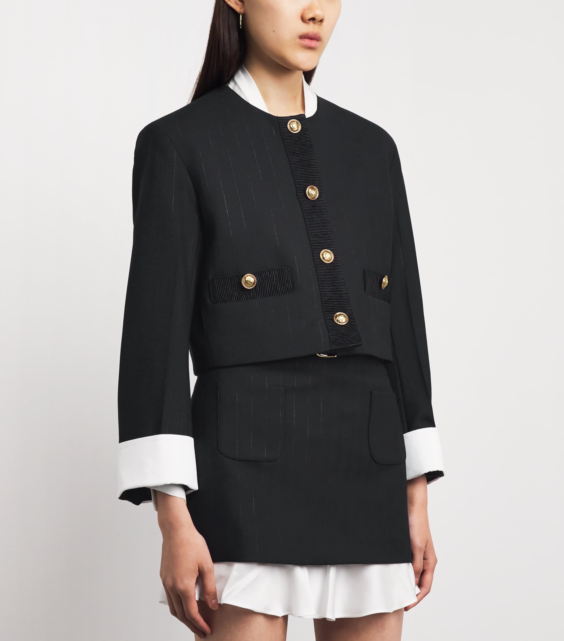 Sandro Paris Womens Cropped Tailored Jacket Black Image 4