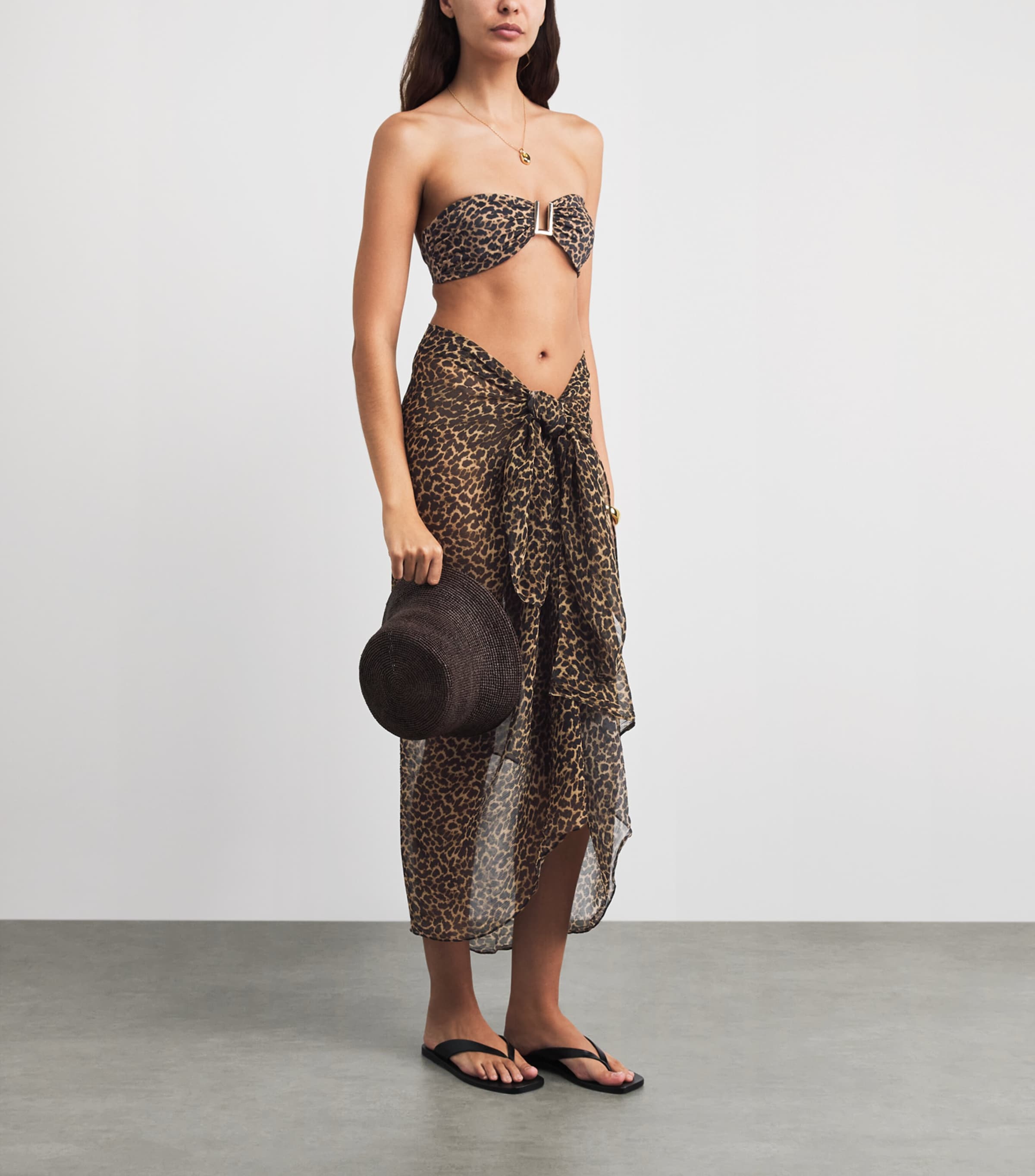 AWAY THAT DAY Womens Leopard Print Santorini Sarong Leopard Print Image 2