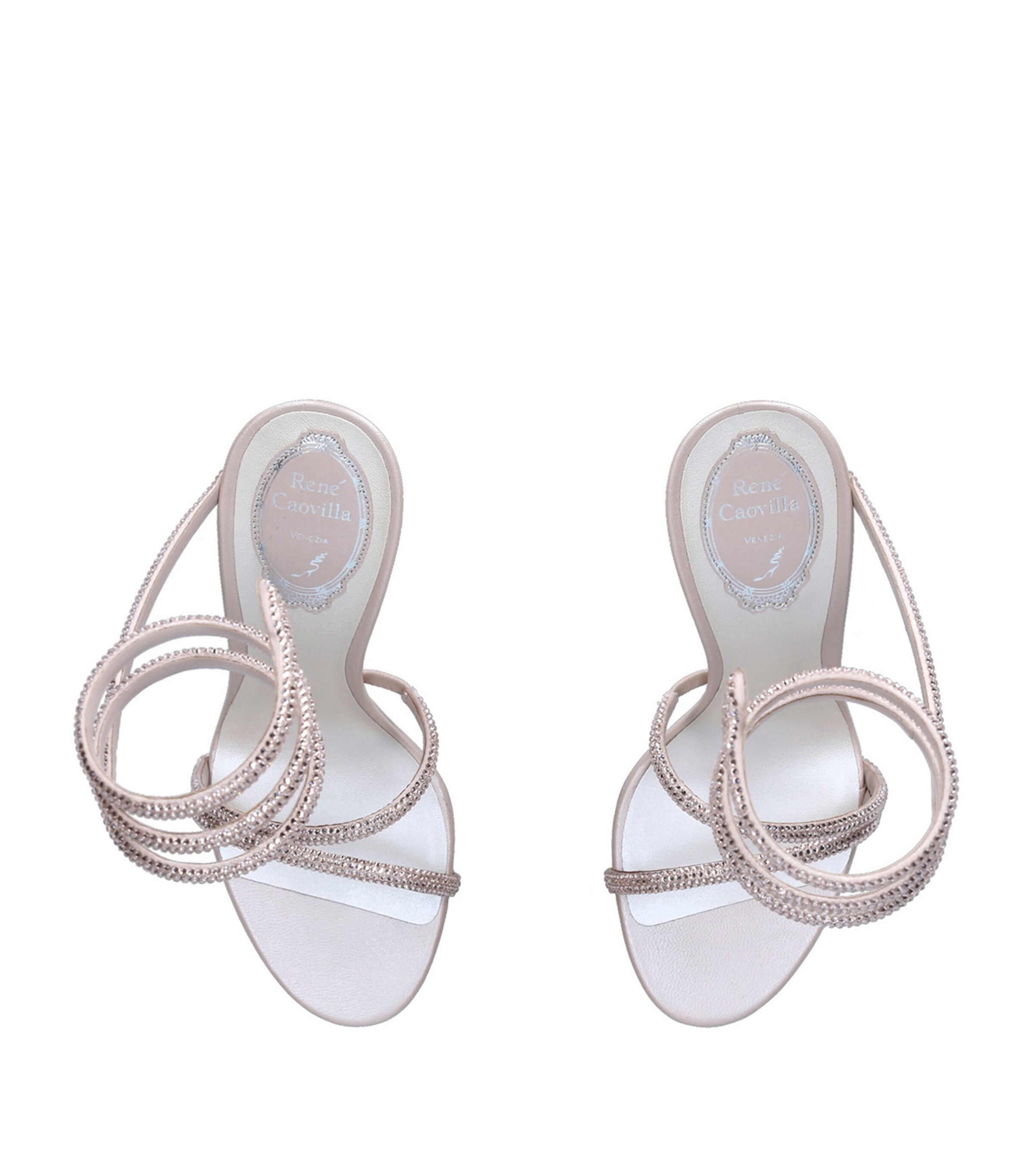 René Caovilla Leather Margot Platform Sandals 120 Blush Image 3