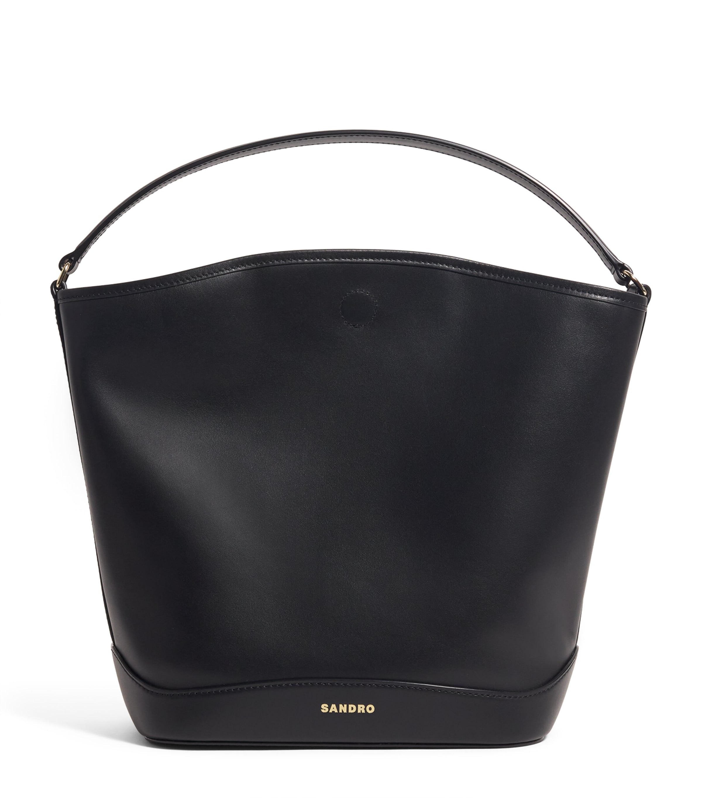 Shop Sandro Leather Tangoso Bucket Bag In Black