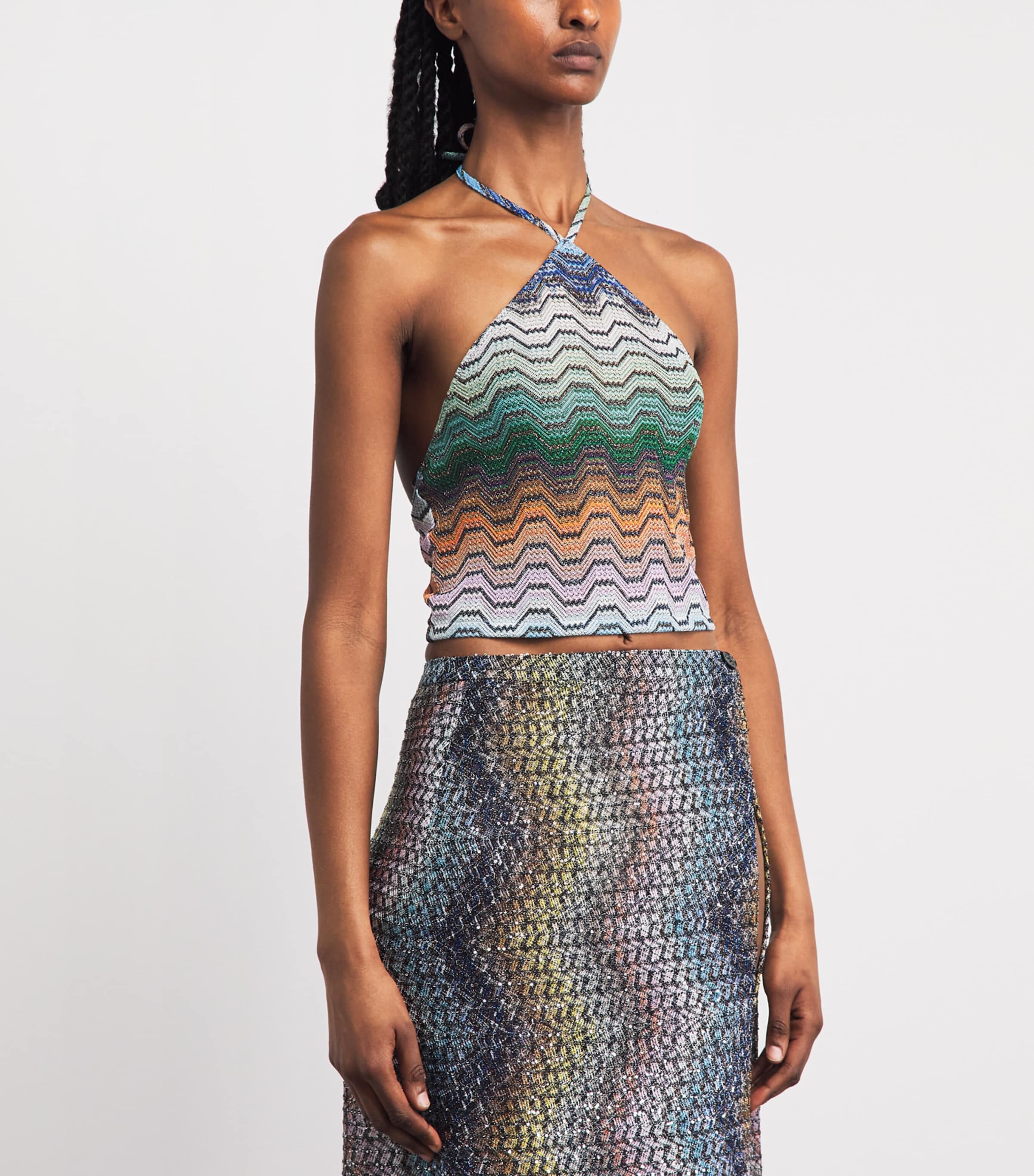 Missoni Womens Zigzag Halterneck Top Smsnq Mlti Blk/gr/or Image 4