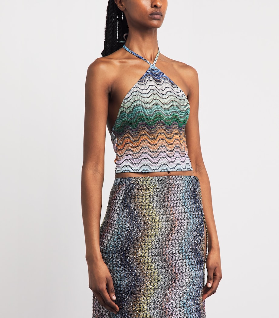 Missoni Womens Zigzag Halterneck Top Smsnq Mlti Blk/gr/or Image 4