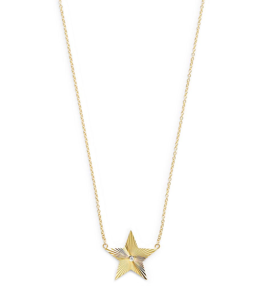 Large Yellow Gold and Diamond 70s Star Necklace YELLOW GOLD Image 1