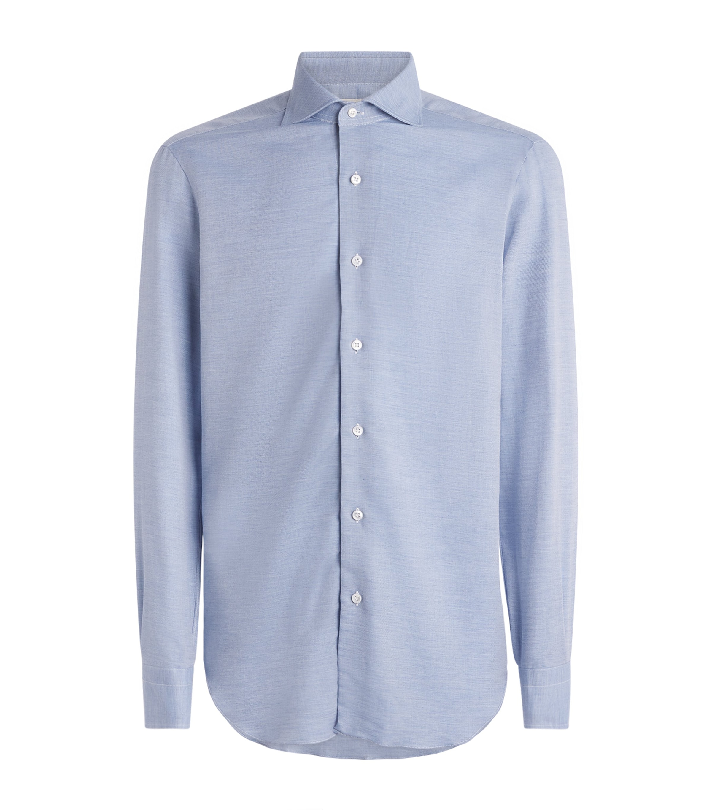 Barba Napoli Mens Cotton-Cashmere Shirt Blue Image 1