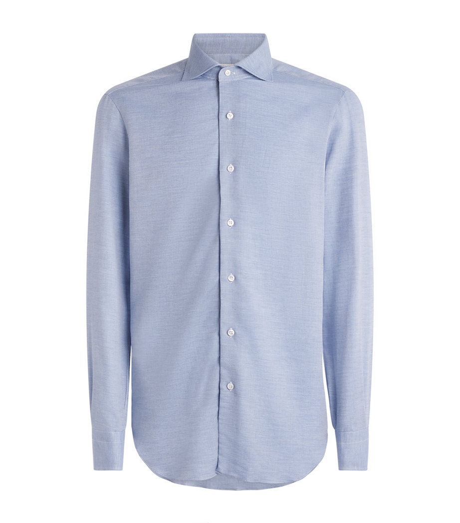Barba Napoli Mens Cotton-Cashmere Shirt Blue Image 1