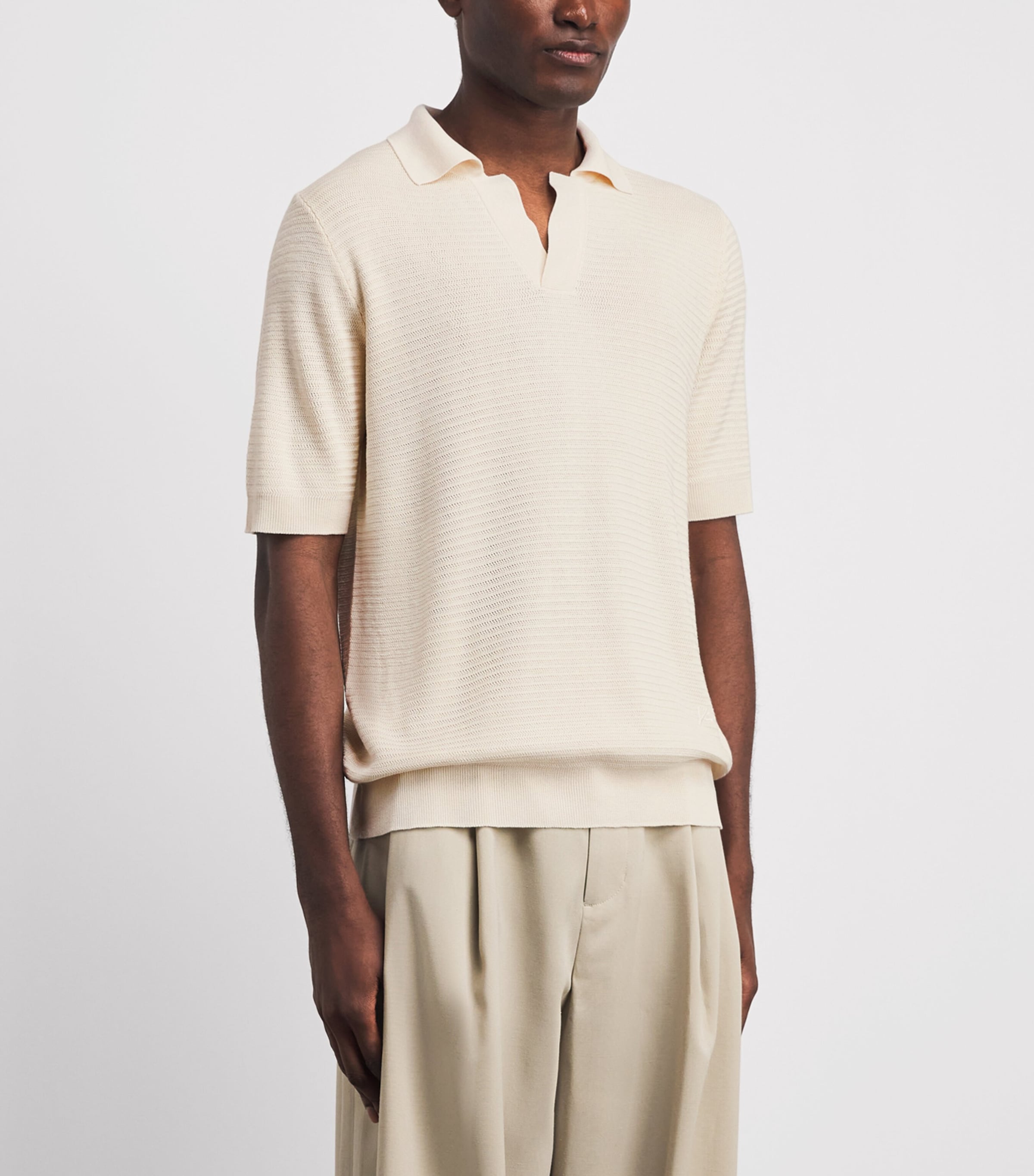 Isaia Mens Silk Open-Collar Polo Shirt Image 4