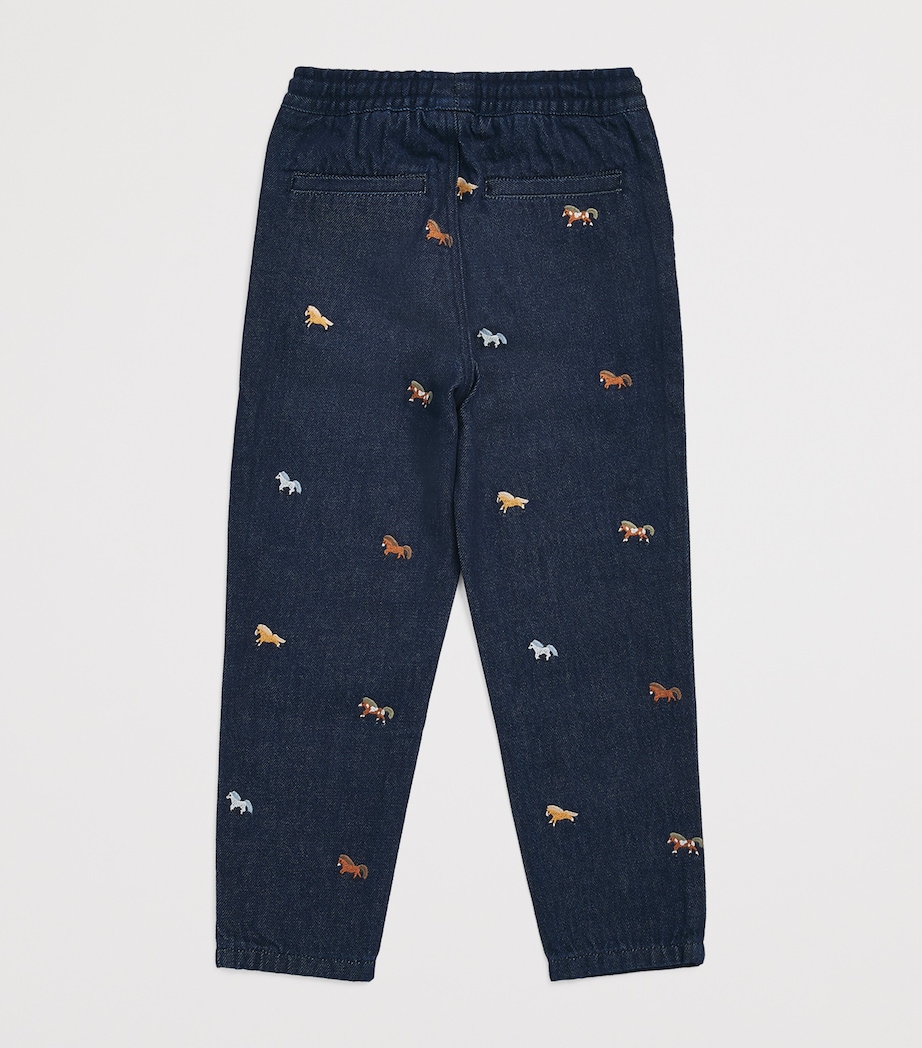 Stella McCartney Kids Embroidered Denim Trousers (5-14 Years) Blu/embro Image 2