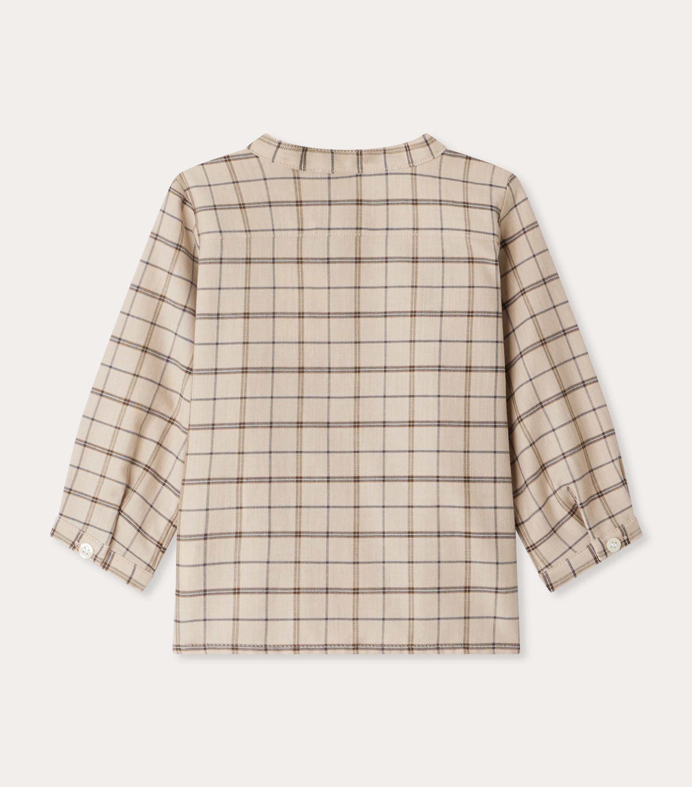Cotton-Wool Check Half-Button Shirt (6-18 Months) CA NOISETTE Image 2